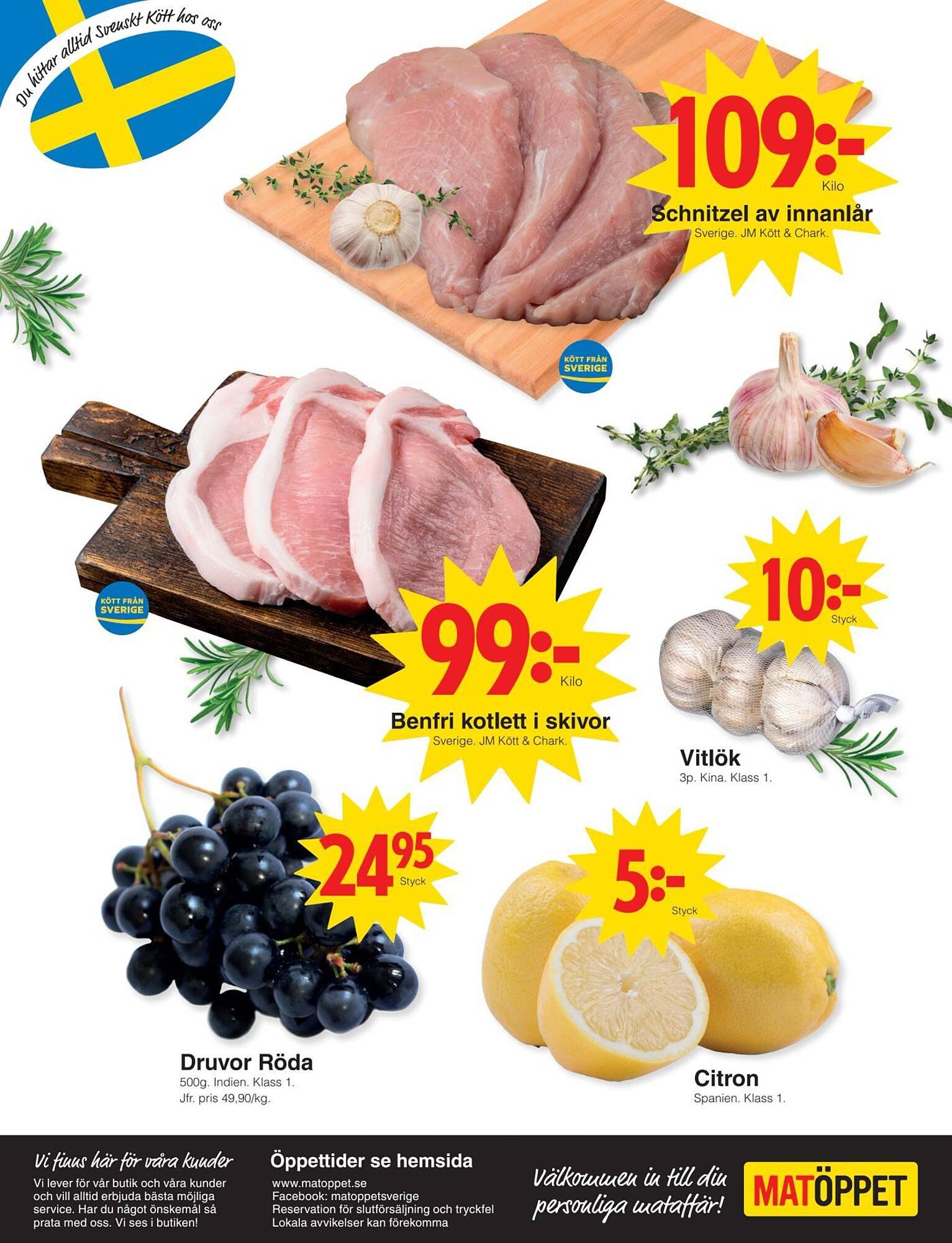 Matöppet reklamblad