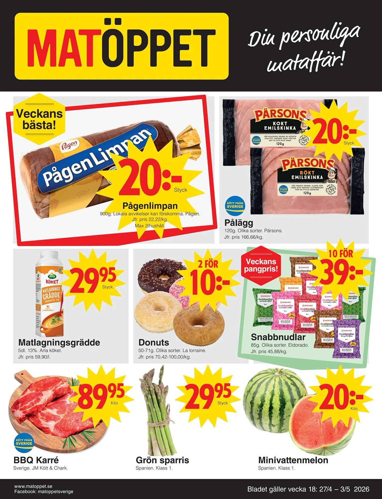 Matöppet reklamblad