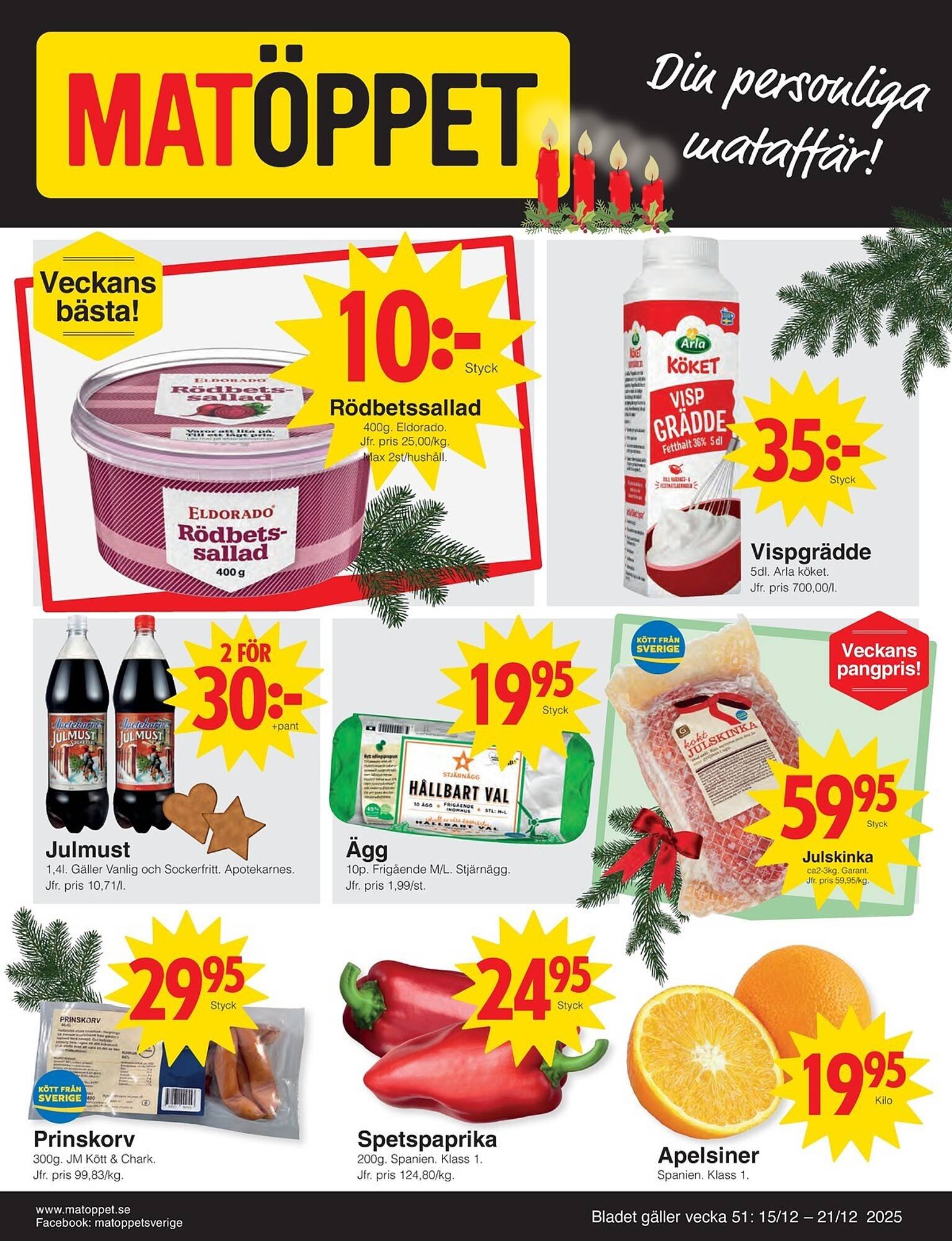 Matöppet reklamblad
