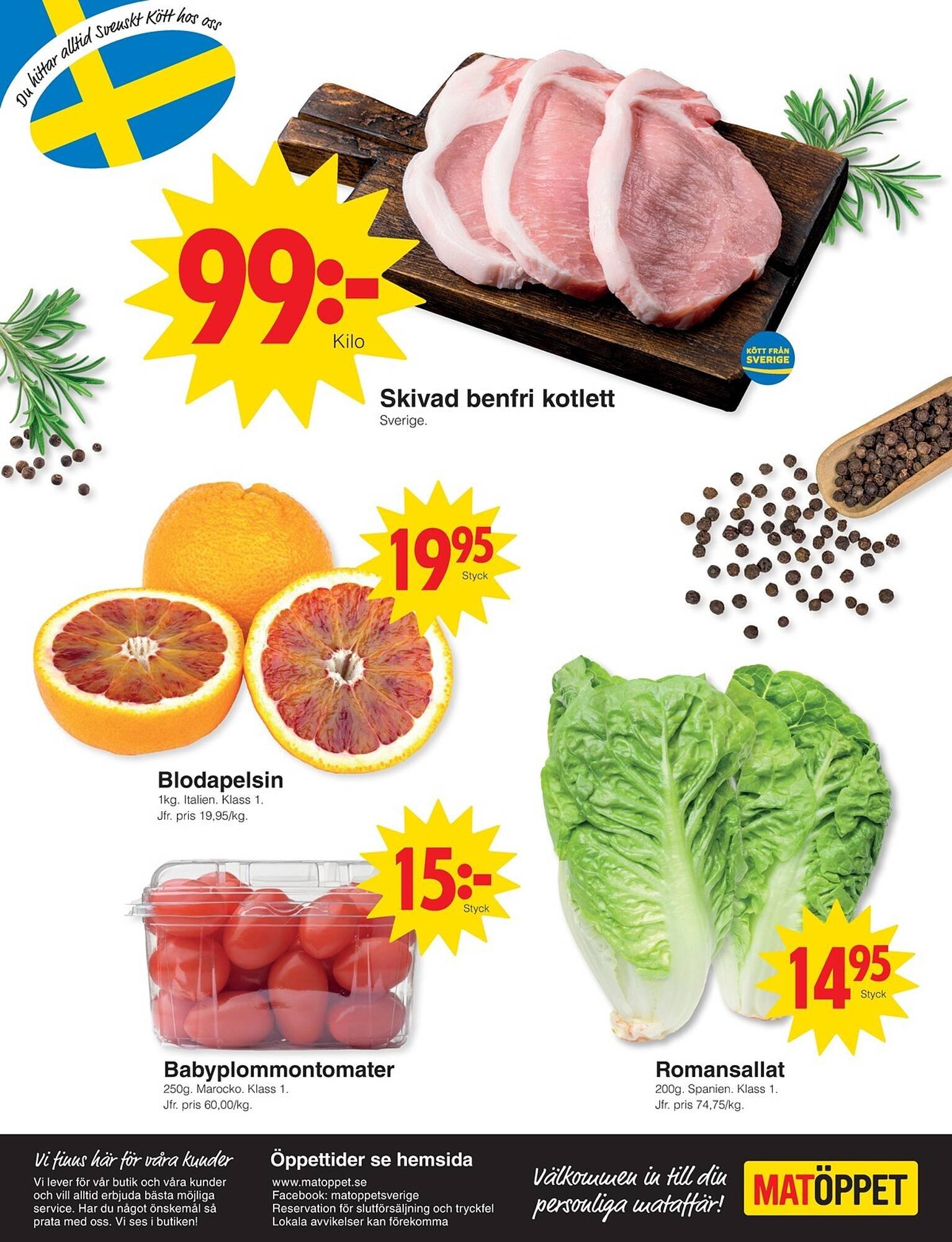 Matöppet reklamblad