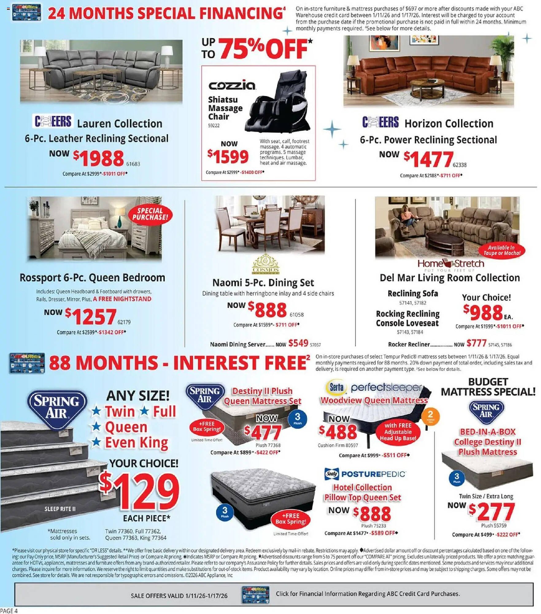 ABC Warehouse weekly ad
