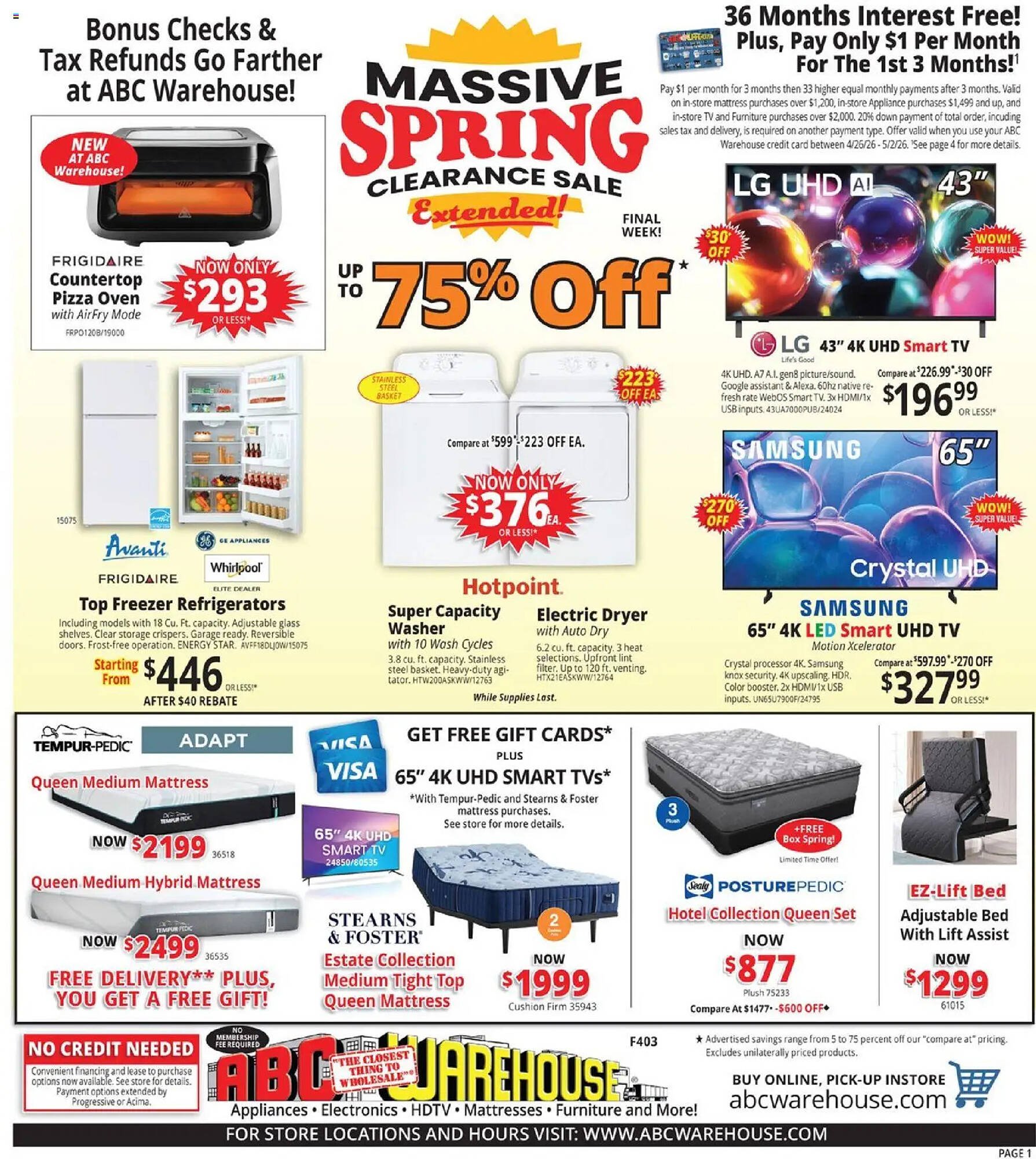 ABC Warehouse weekly ad
