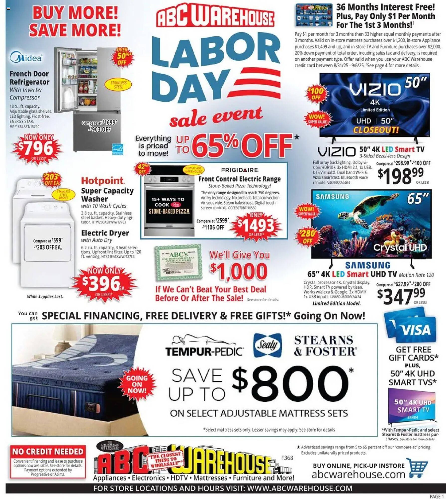 ABC Warehouse Weekly Ad (2025-08-31 - 2025-09-06) | 1