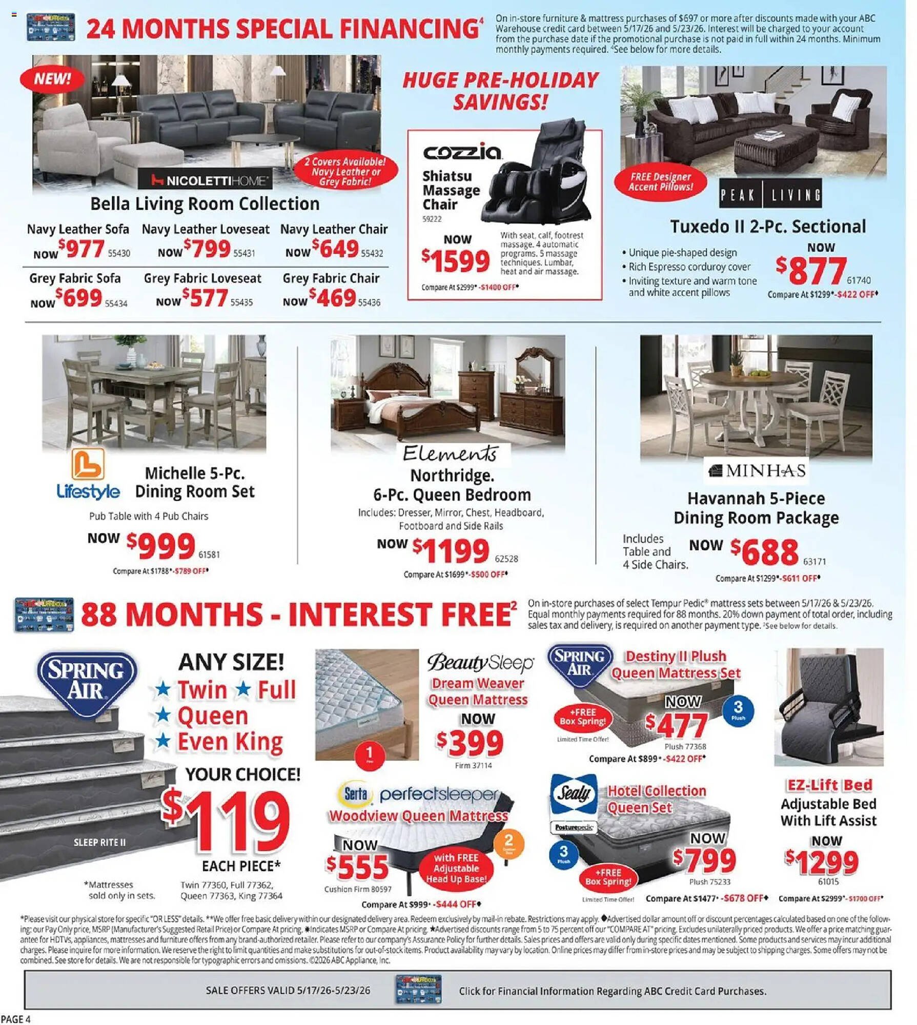 ABC Warehouse weekly ad