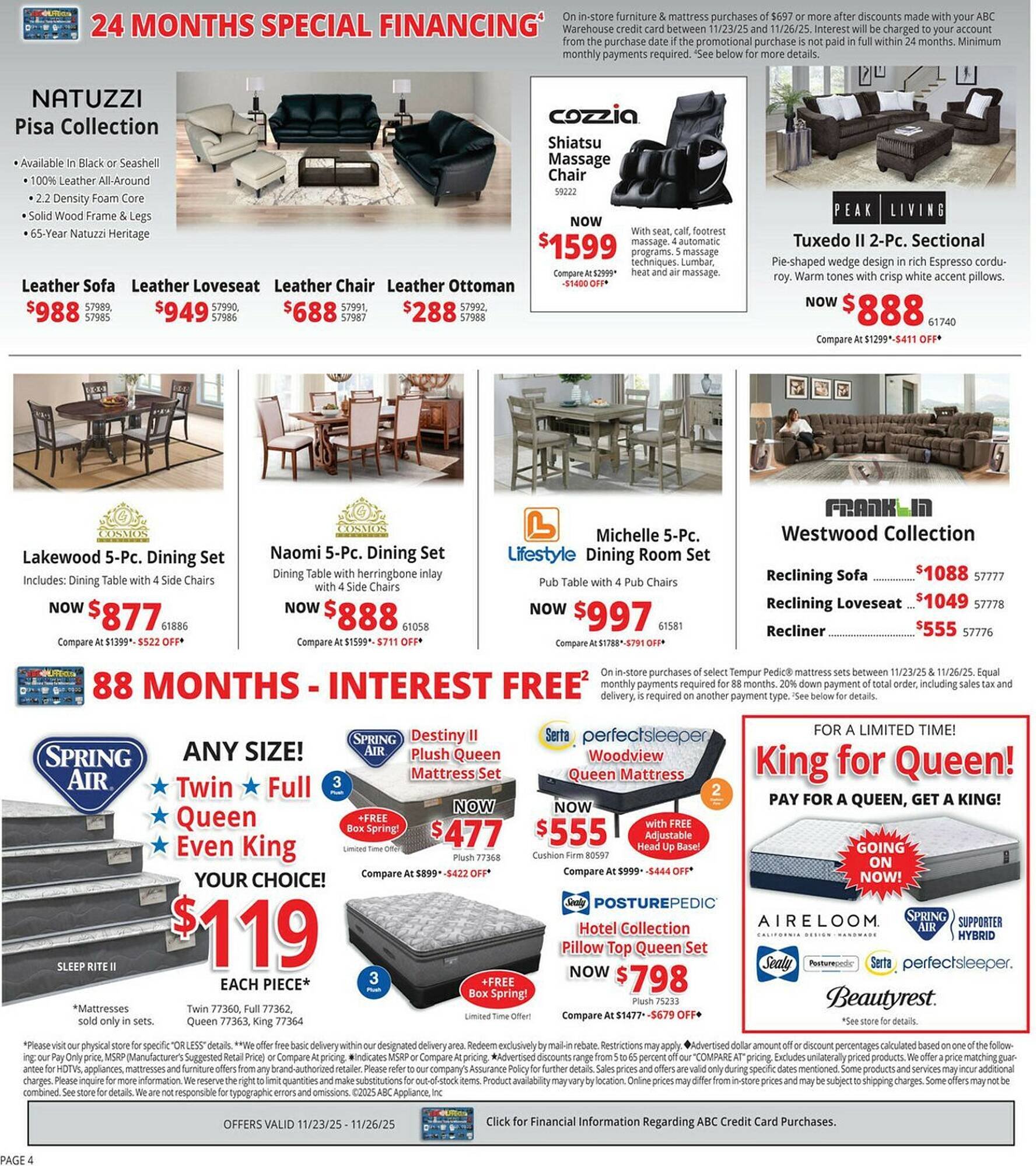 ABC Warehouse weekly ad (2025-11-23 - 2025-11-29)