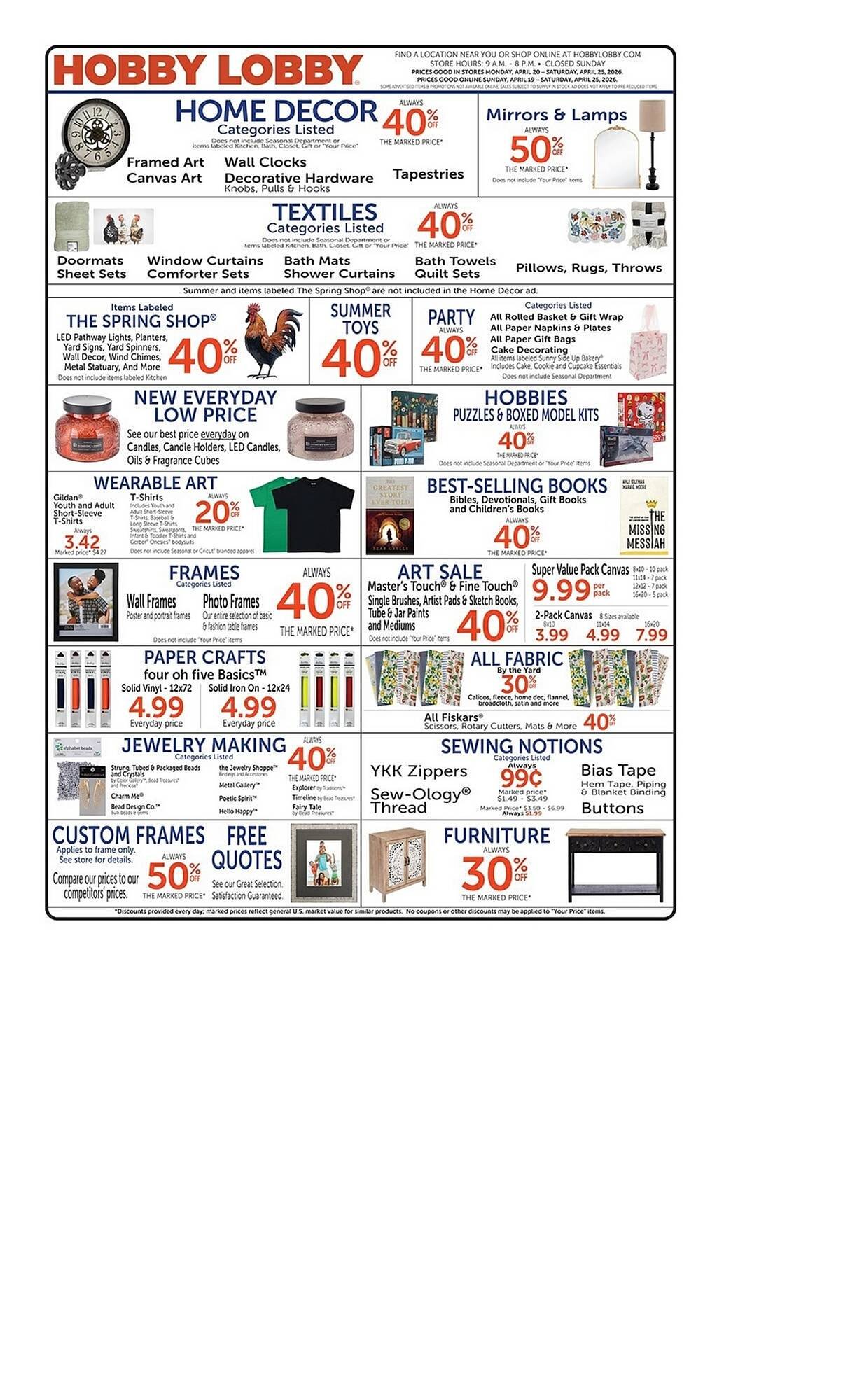 Hobby Lobby weekly ad