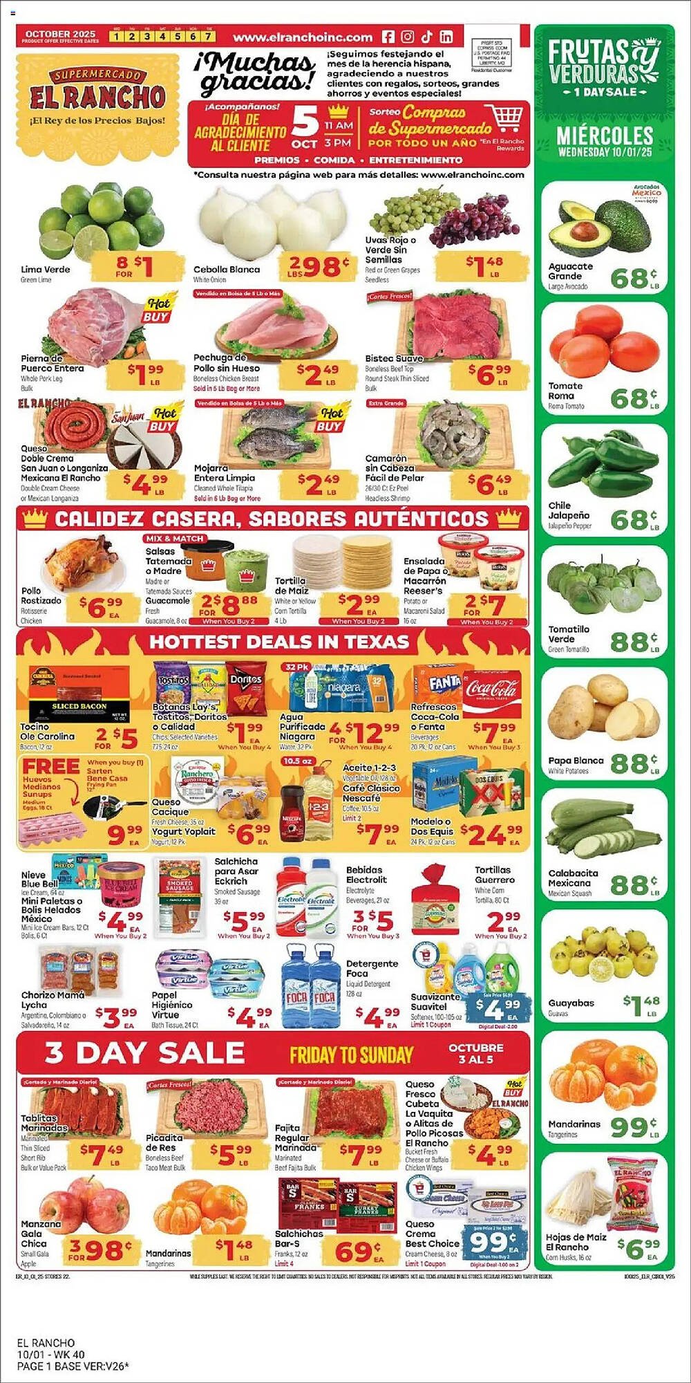 Supermercado El Rancho weekly ad (2025-10-01 - 2025-10-08) | 1