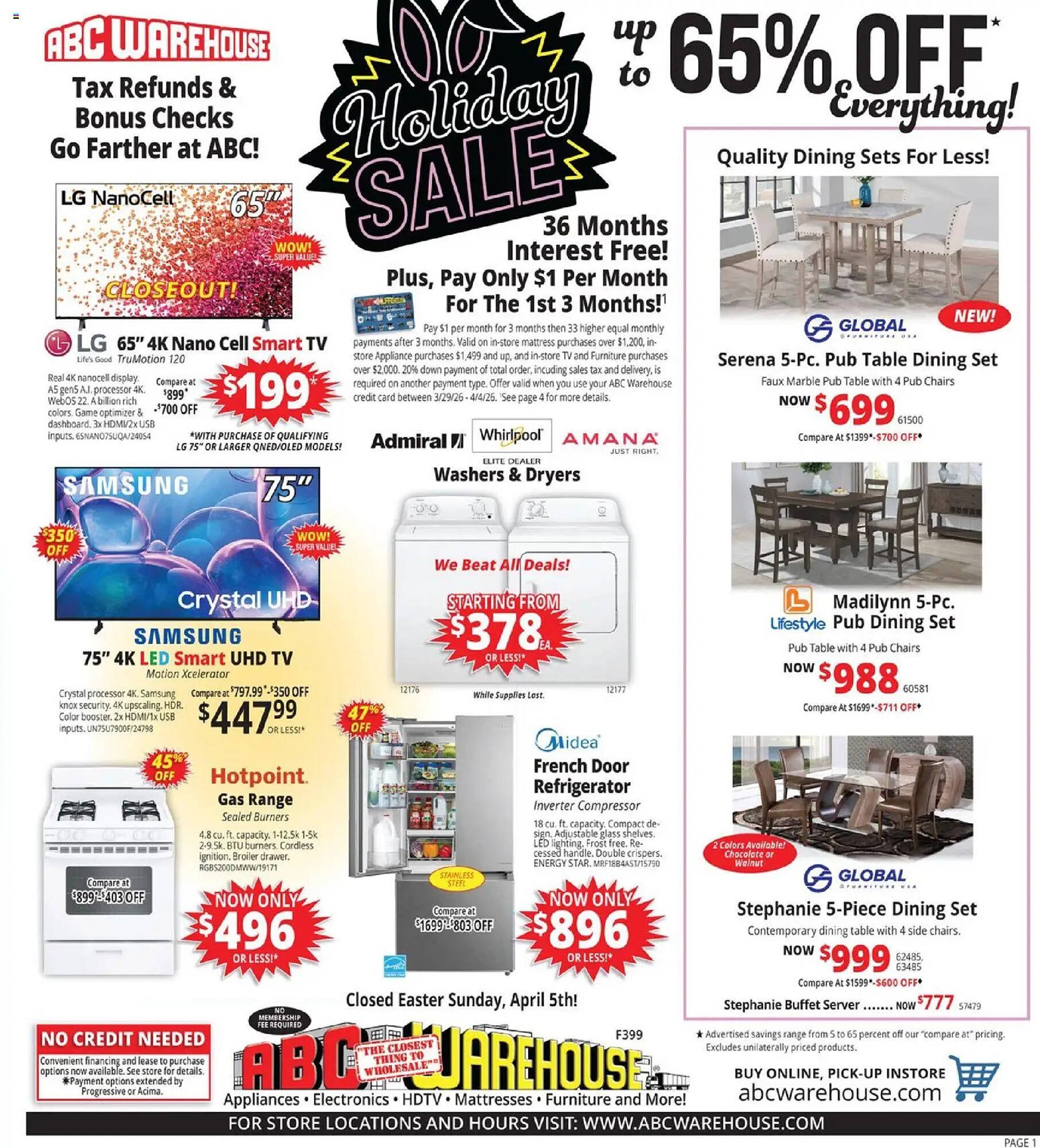 ABC Warehouse weekly ad