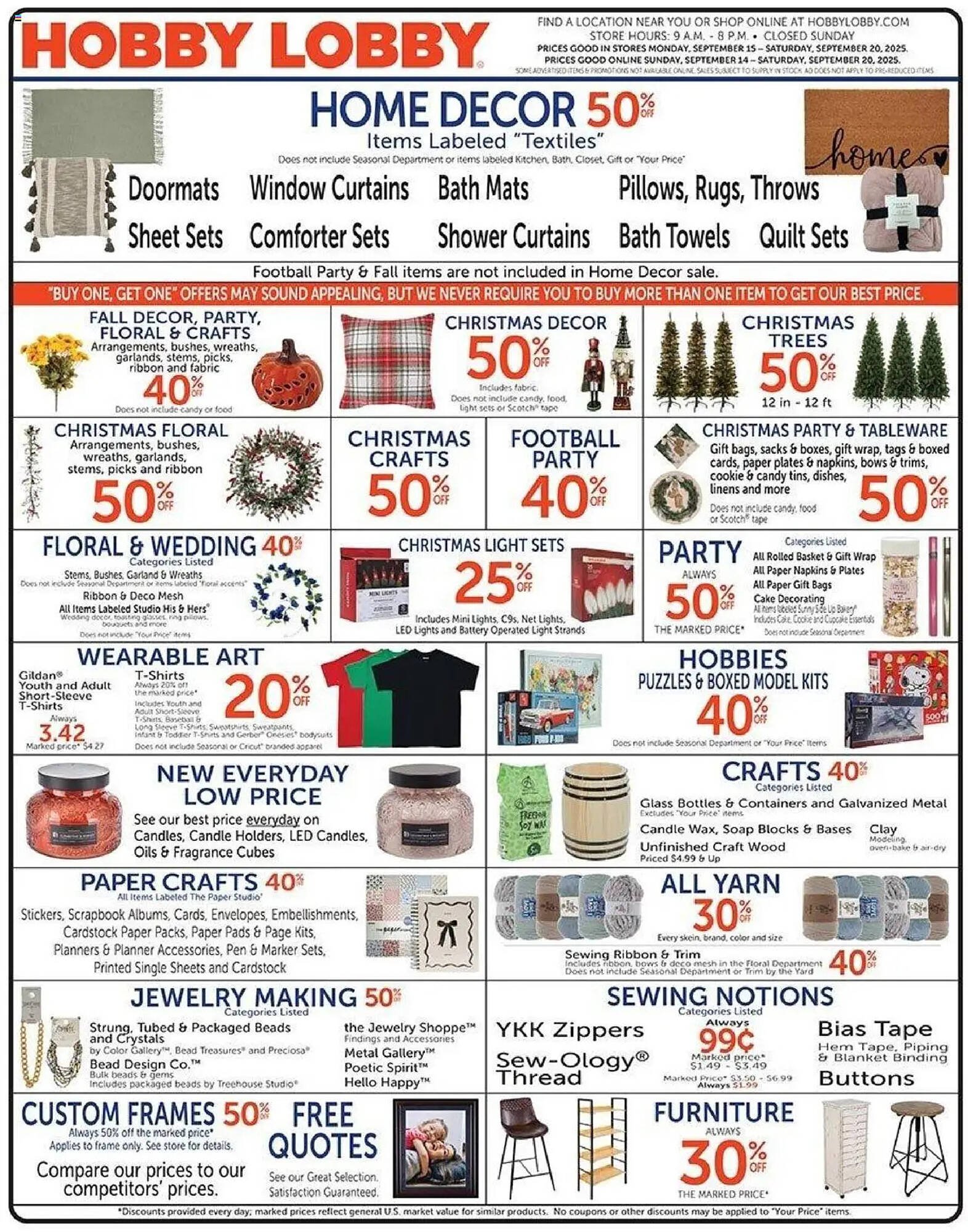 Hobby Lobby weekly ad (2025-09-15 - 2025-09-21) | 1