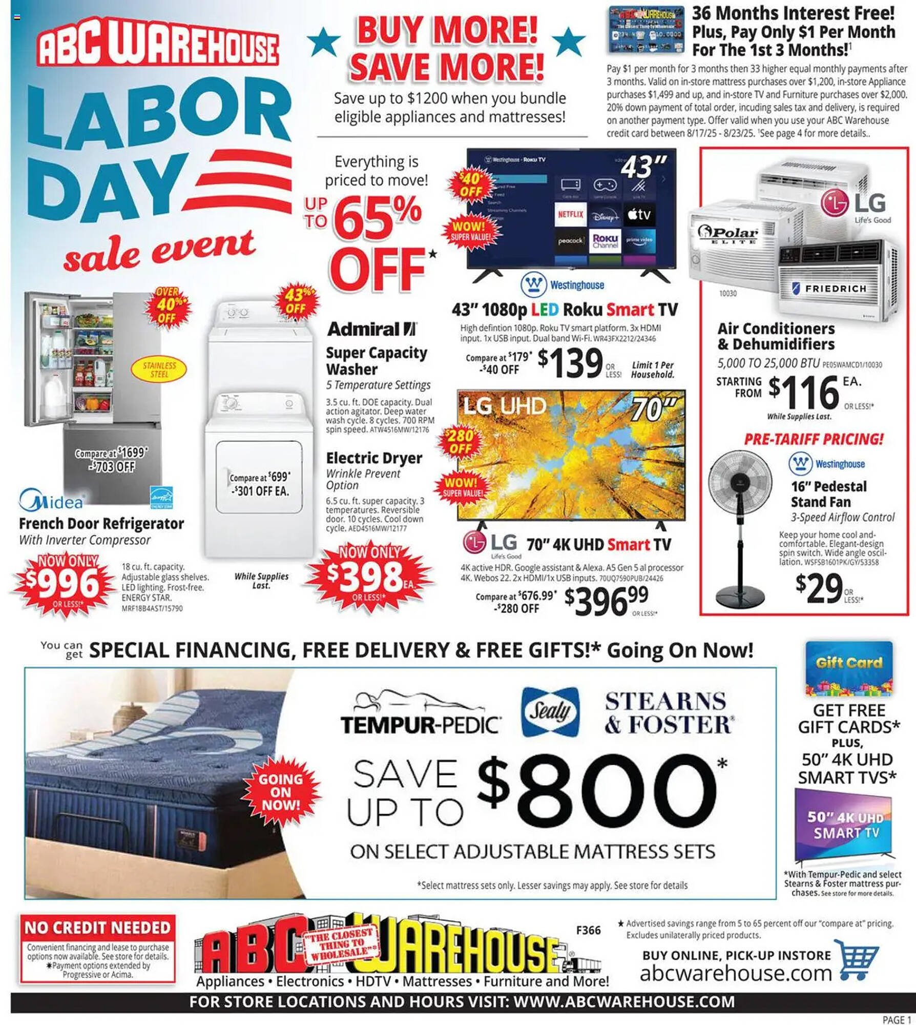 ABC Warehouse Weekly Ad (2025-08-17 - 2025-08-23) | 1