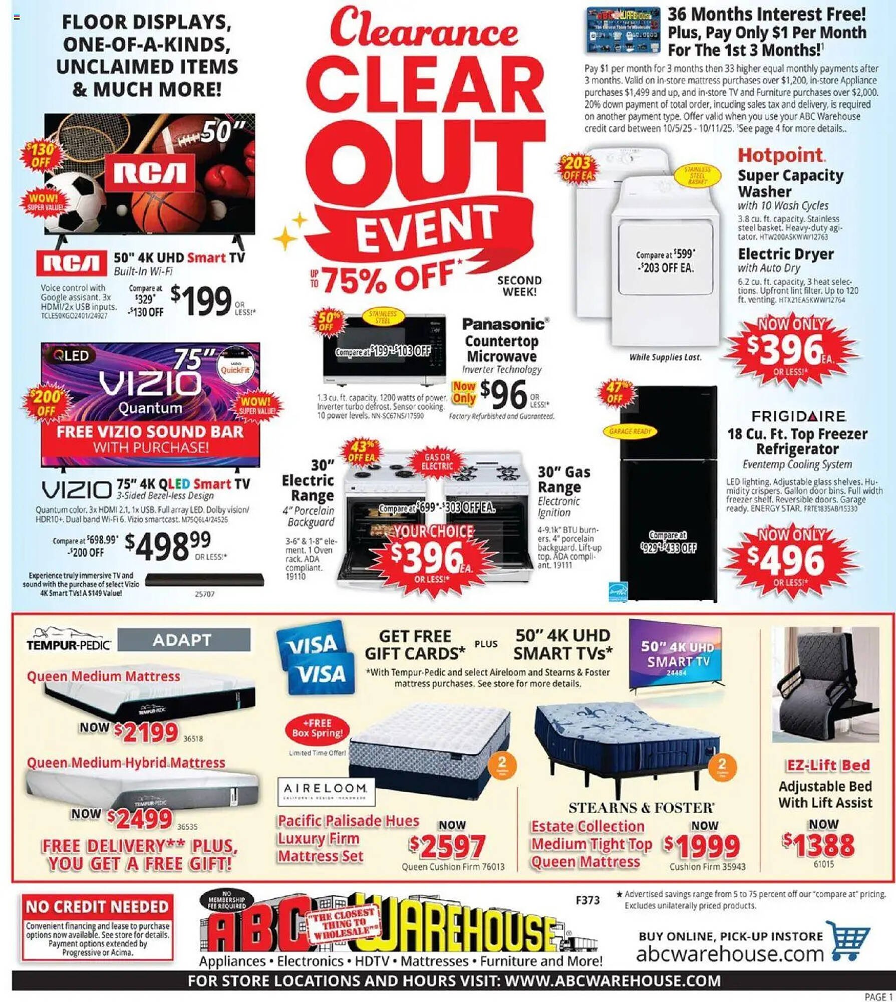 ABC Warehouse weekly ad (2025-10-05 - 2025-10-12) | 1