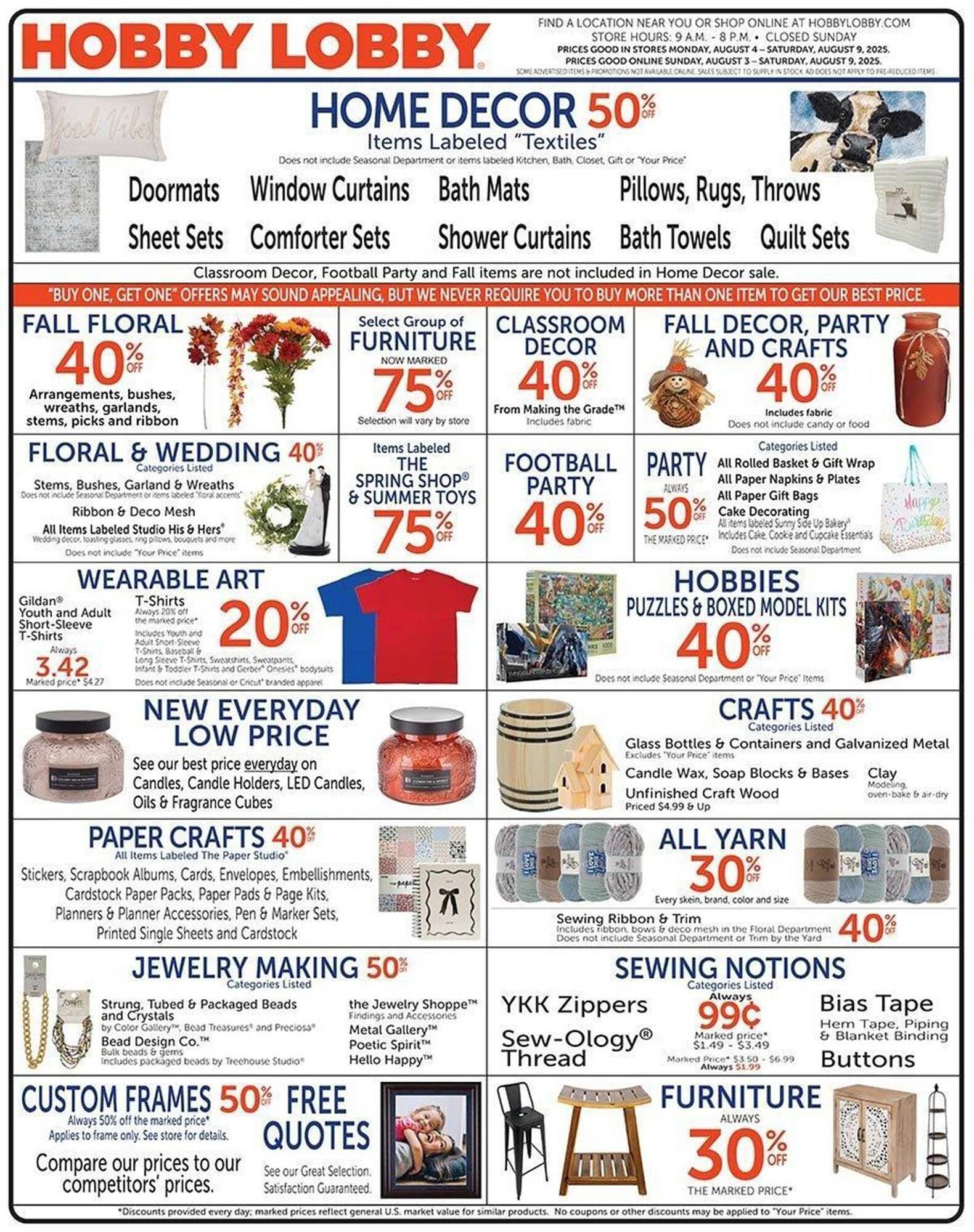 Hobby Lobby Weekly Ad (2025-08-04 - 2025-08-09) | 1