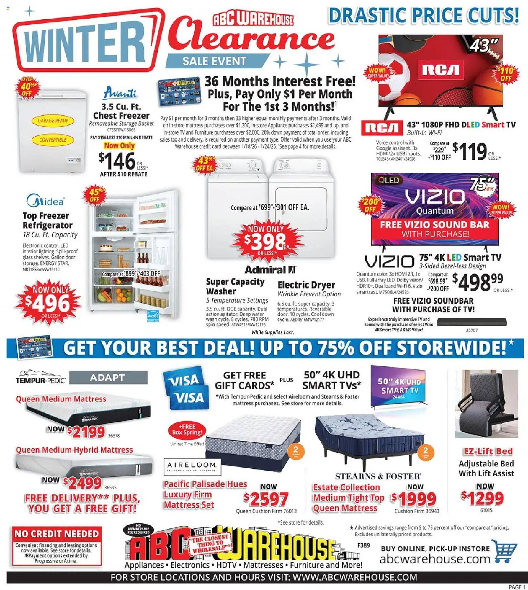 ABC Warehouse weekly ad