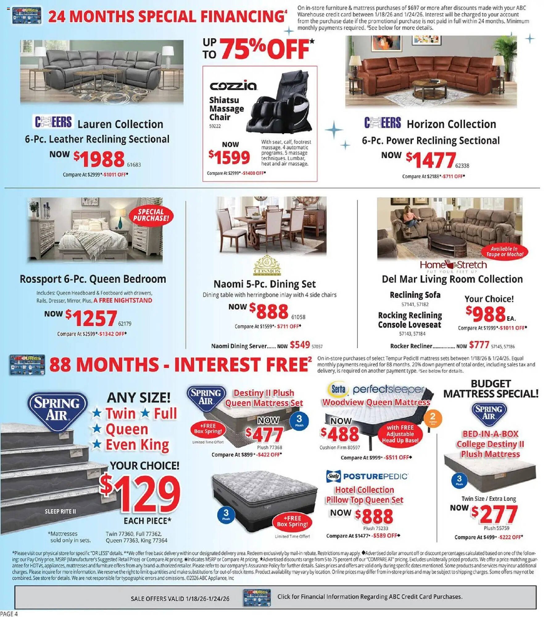 ABC Warehouse weekly ad