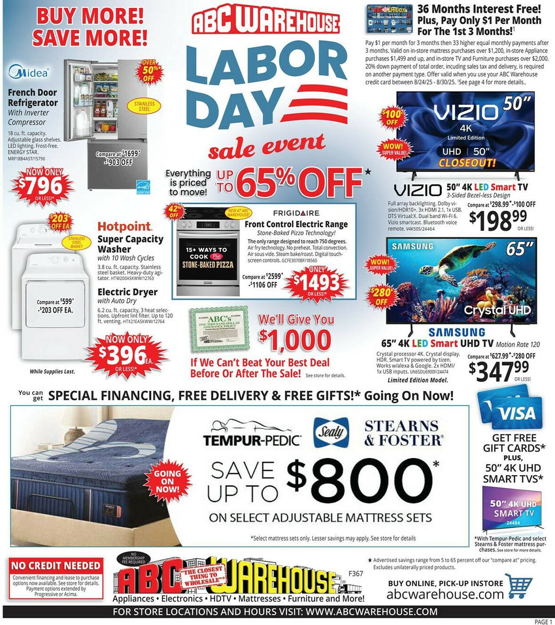 ABC Warehouse Weekly Ad (2025-08-24 - 2025-08-30) | 1