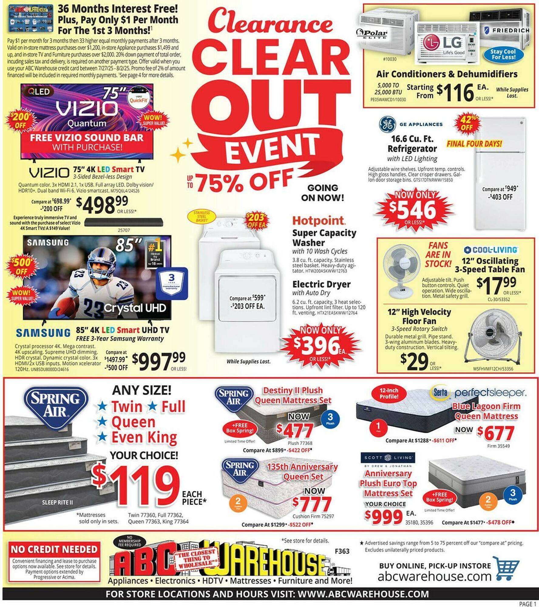 ABC Warehouse Weekly Ad (2025-07-27 - 2025-08-02) | 1