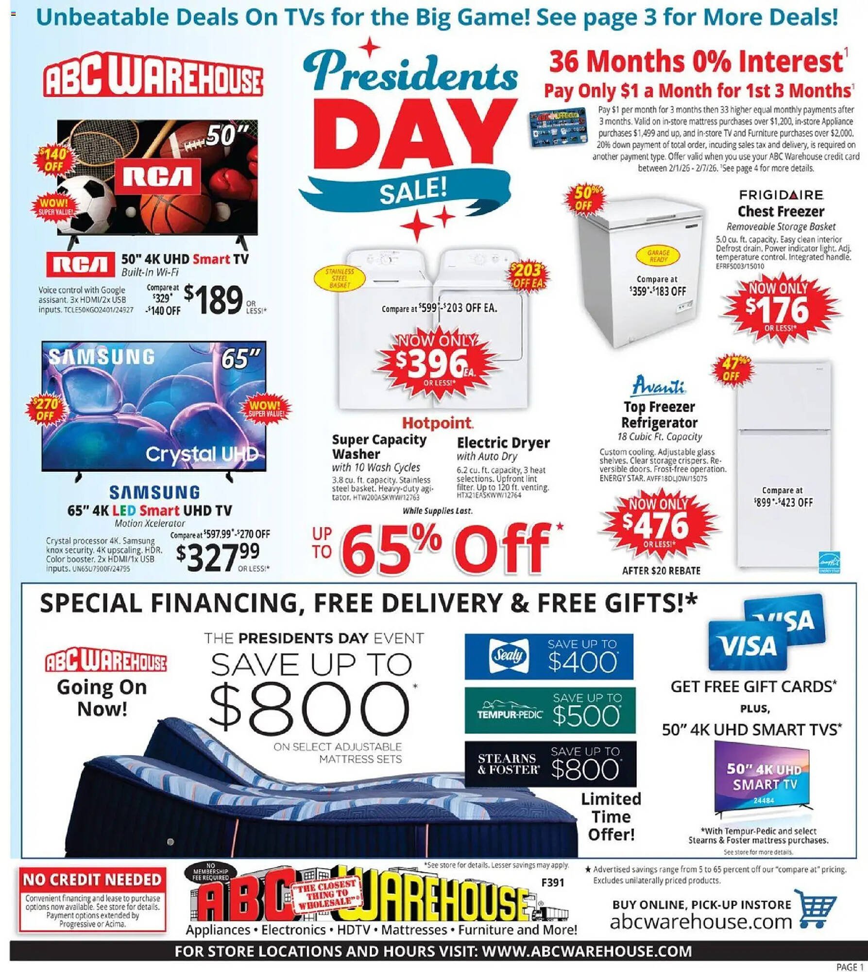 ABC Warehouse weekly ad