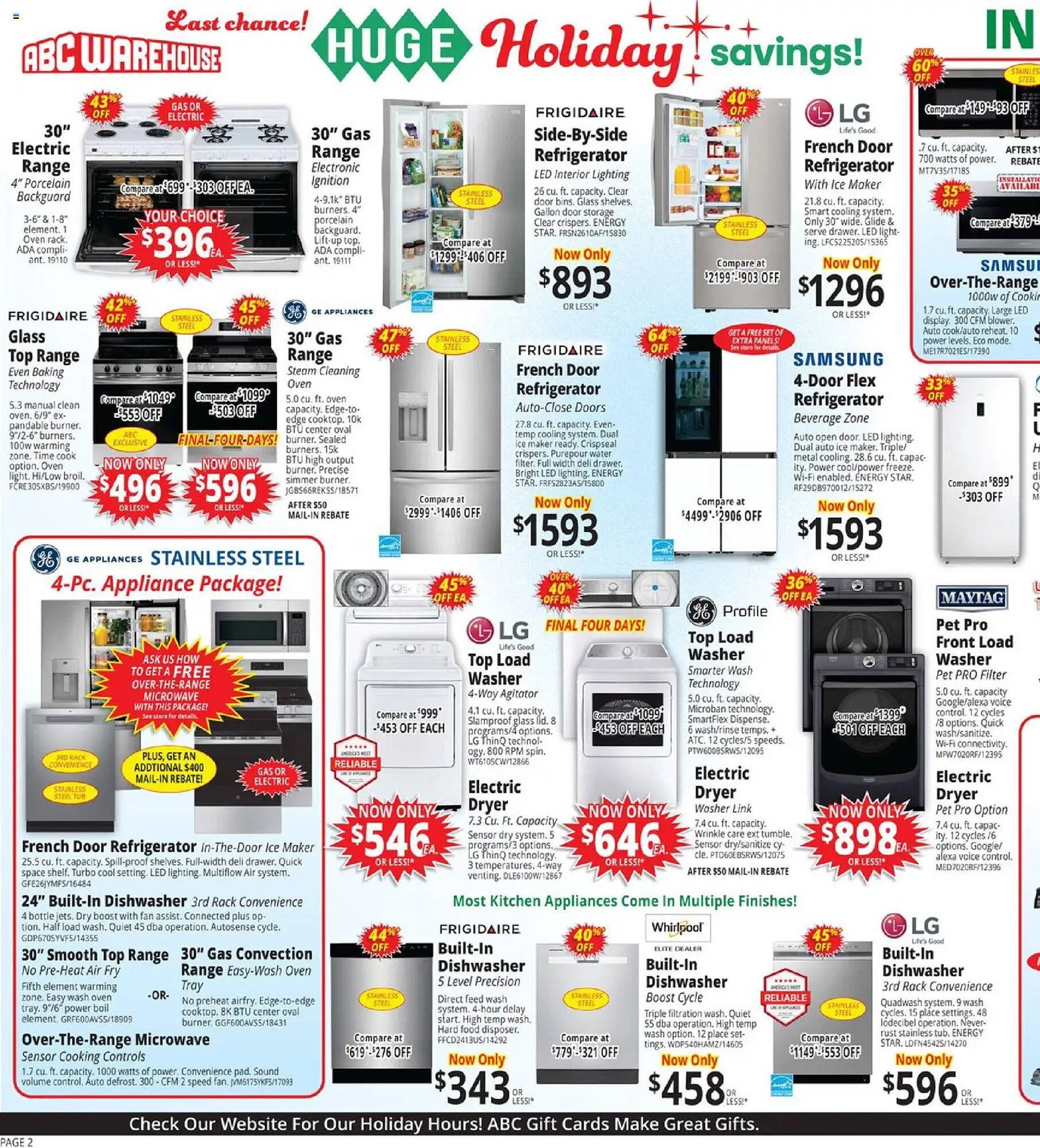 ABC Warehouse weekly ad