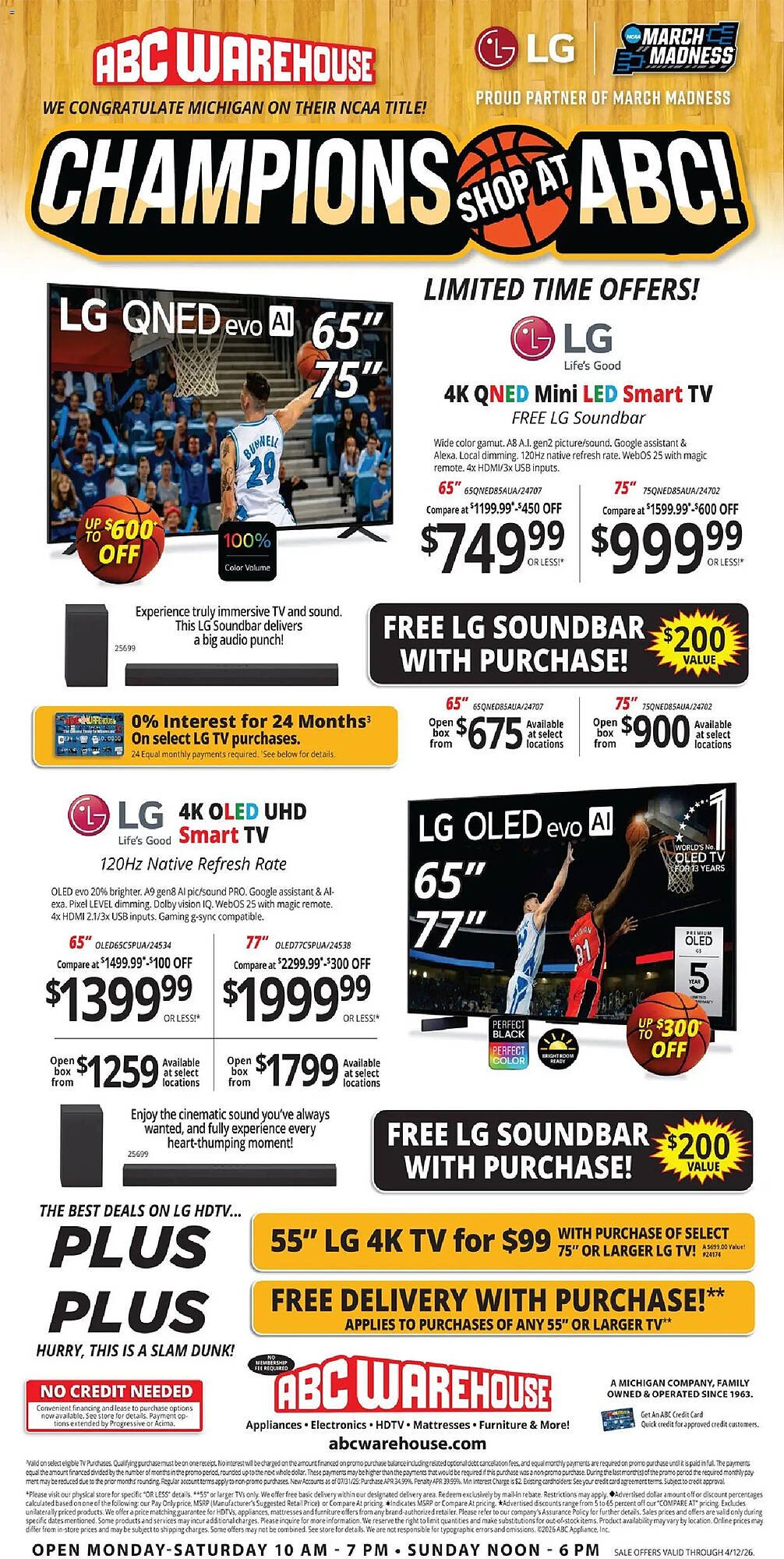ABC Warehouse weekly ad