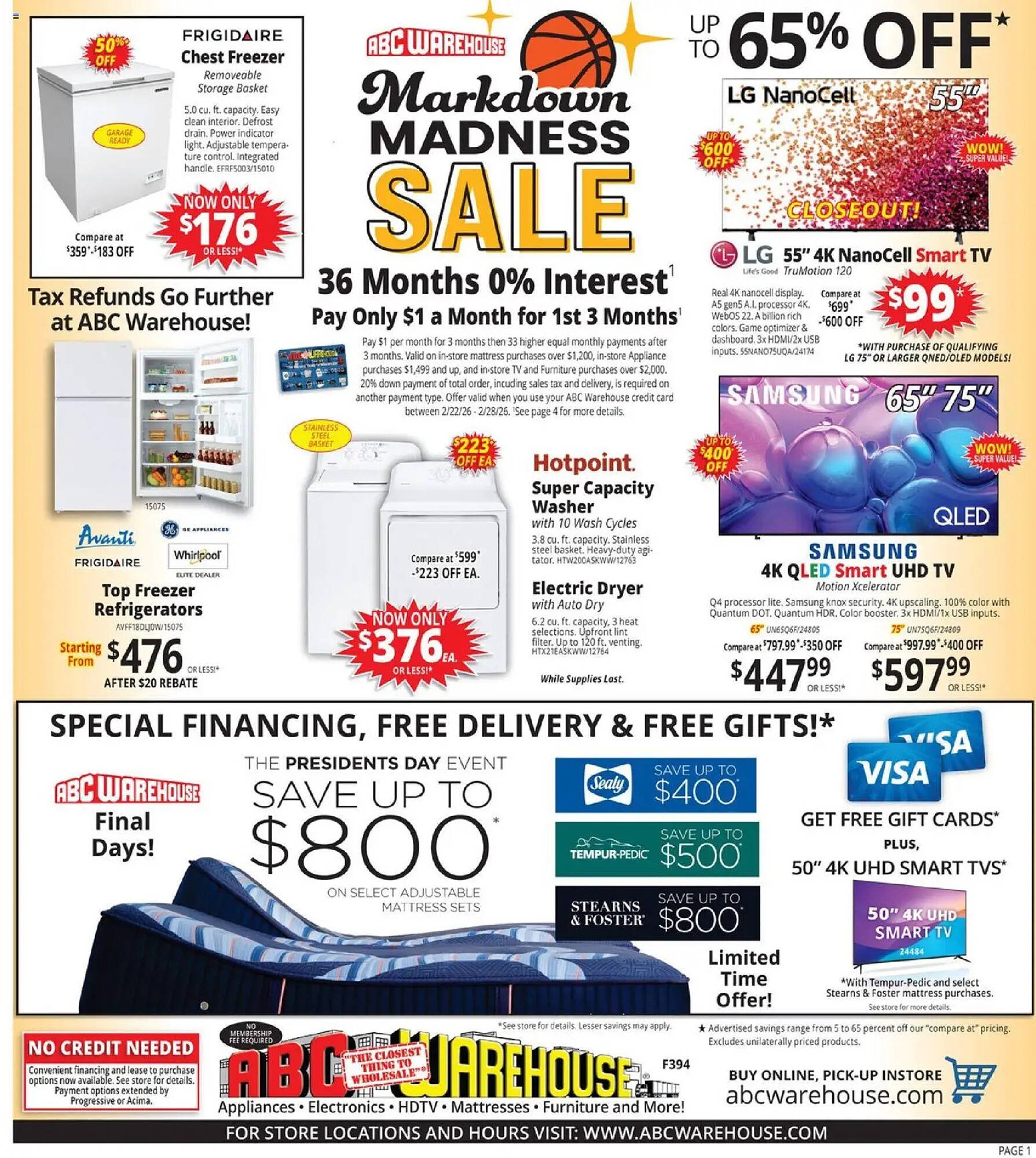 ABC Warehouse weekly ad