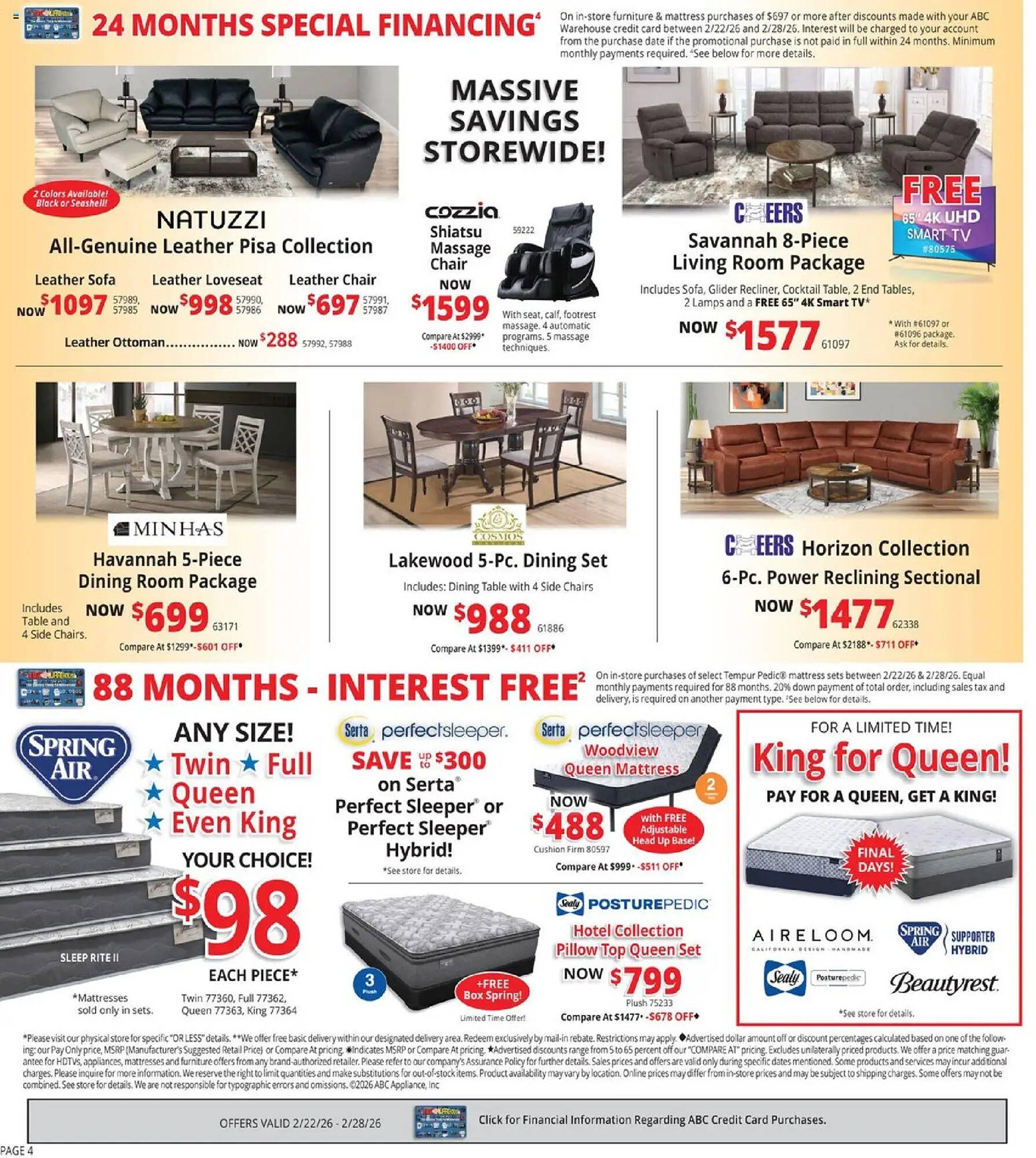 ABC Warehouse weekly ad