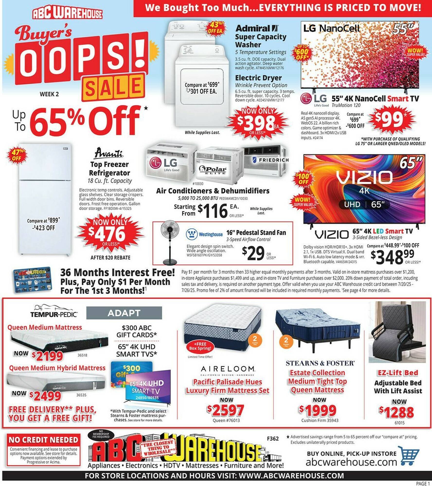 ABC Warehouse Weekly Ad (2025-07-20 - 2025-07-26) | 1