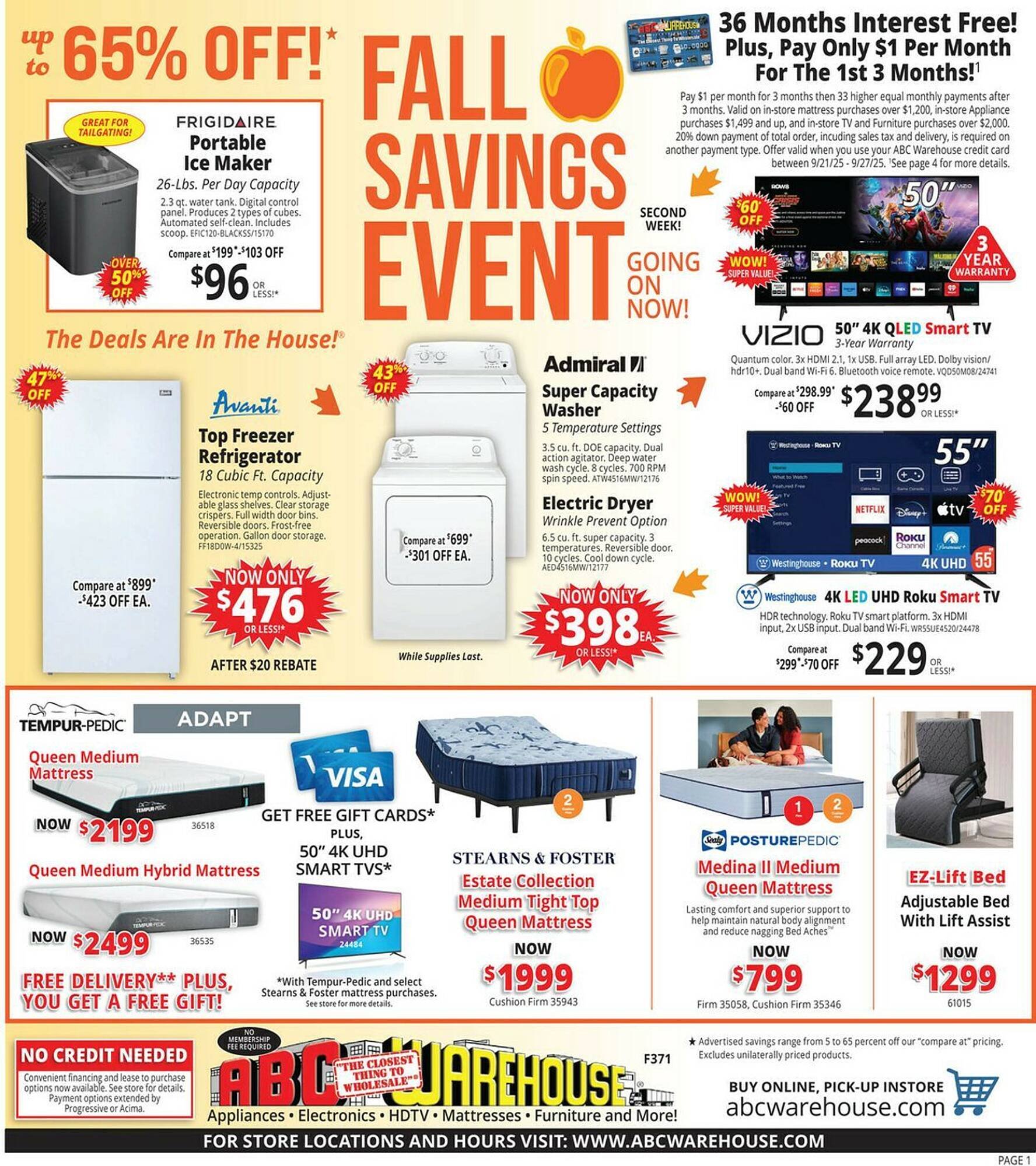 ABC Warehouse weekly ad (2025-09-21 - 2025-09-27) | 1