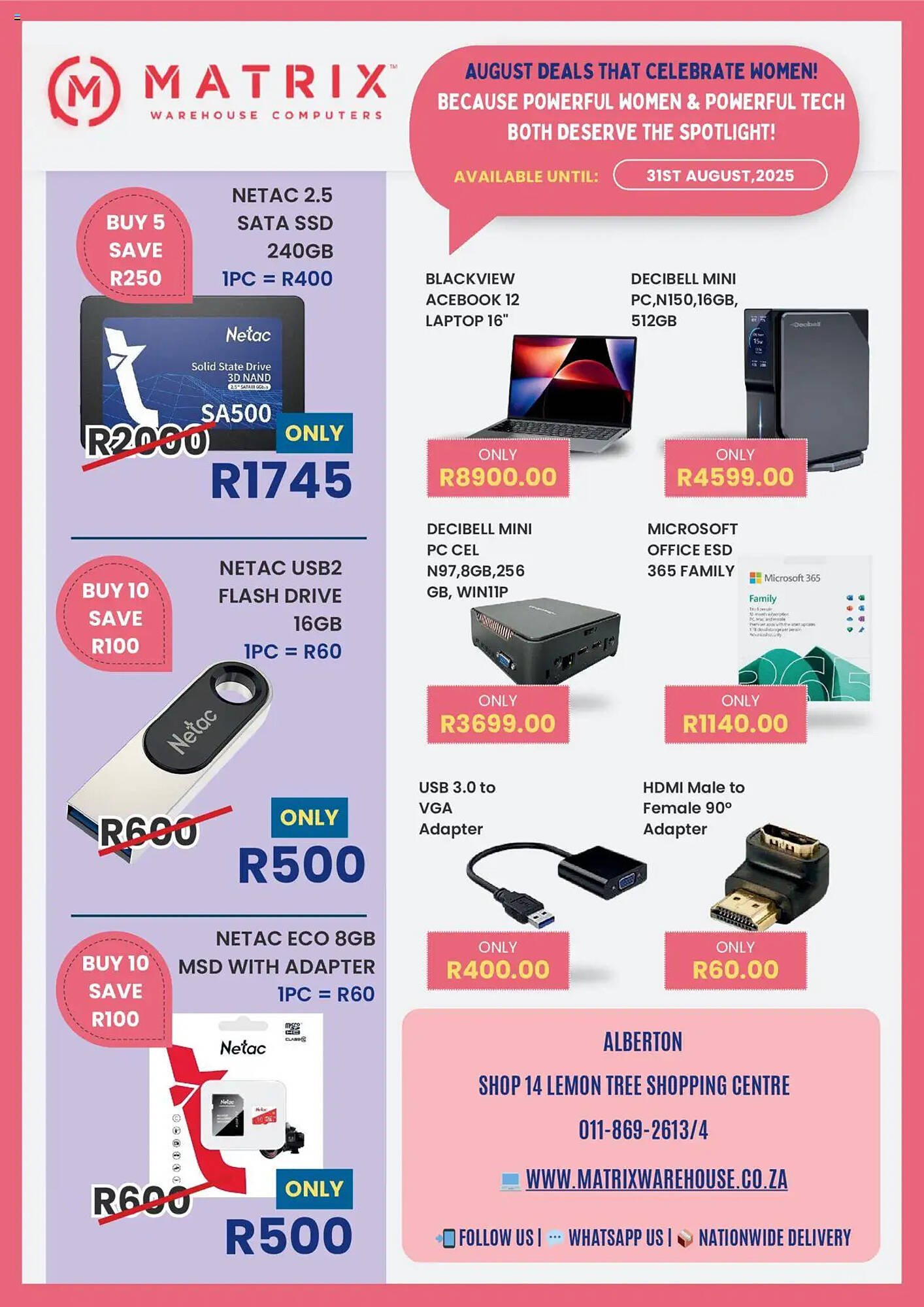 Matrix Warehouse catalogue (2025-08-01 - 2025-08-31) | 1