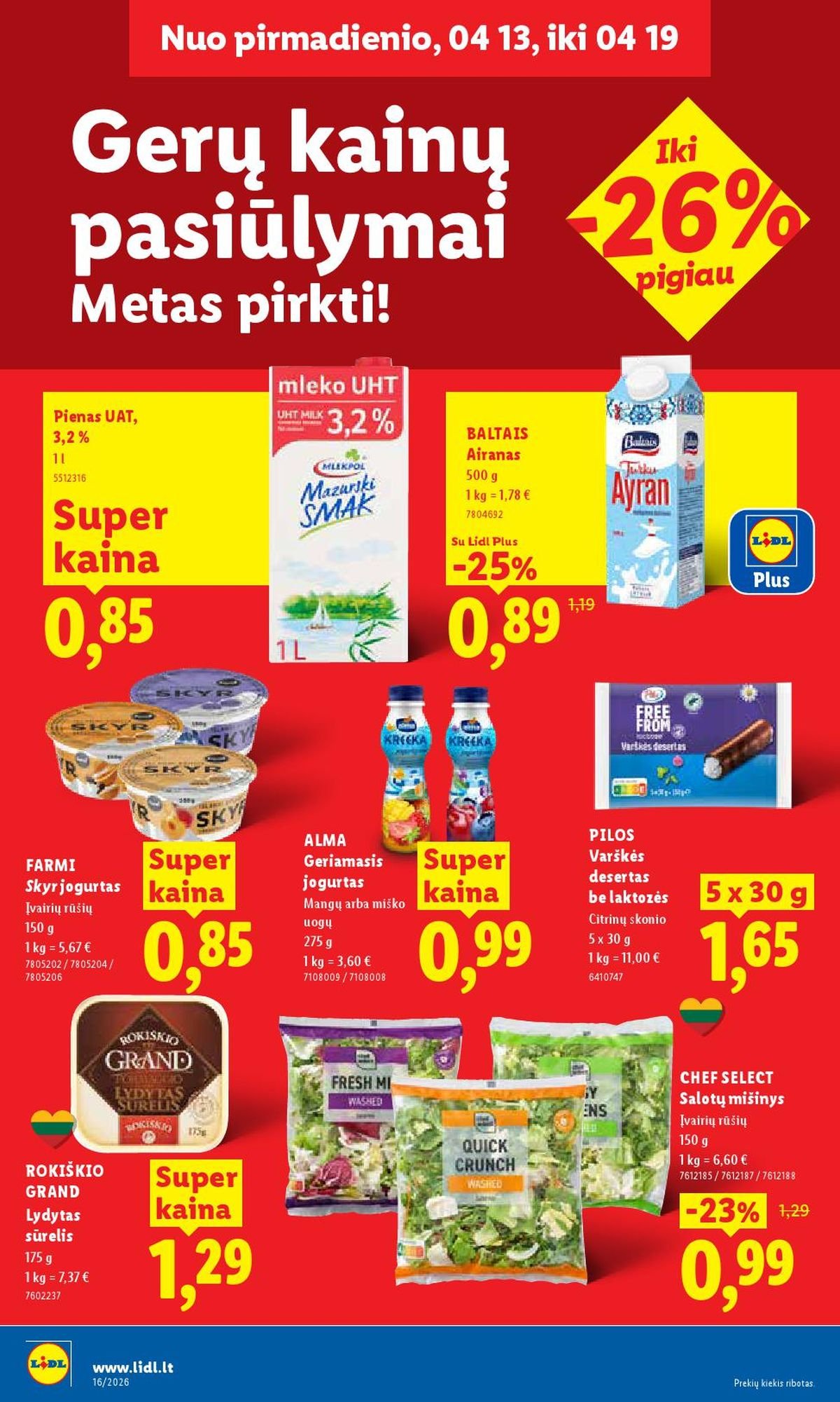 LIDL - Maisto prekių pasiūlymai (2026 04 13 - 2026 04 19)