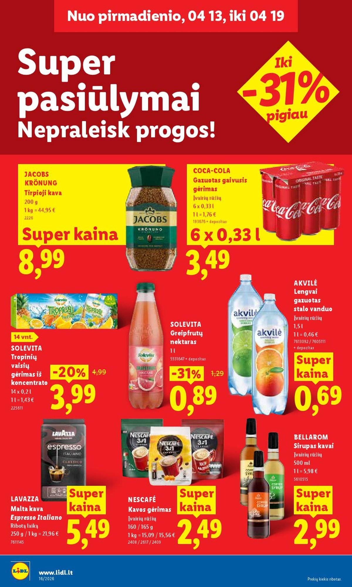 LIDL - Maisto prekių pasiūlymai (2026 04 13 - 2026 04 19)