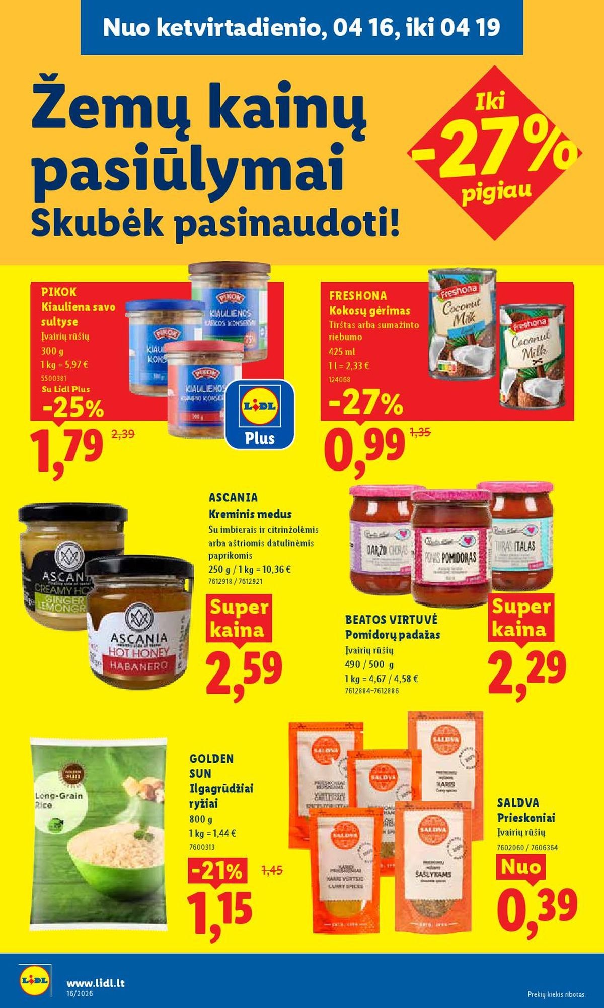 LIDL - Maisto prekių pasiūlymai (2026 04 13 - 2026 04 19)