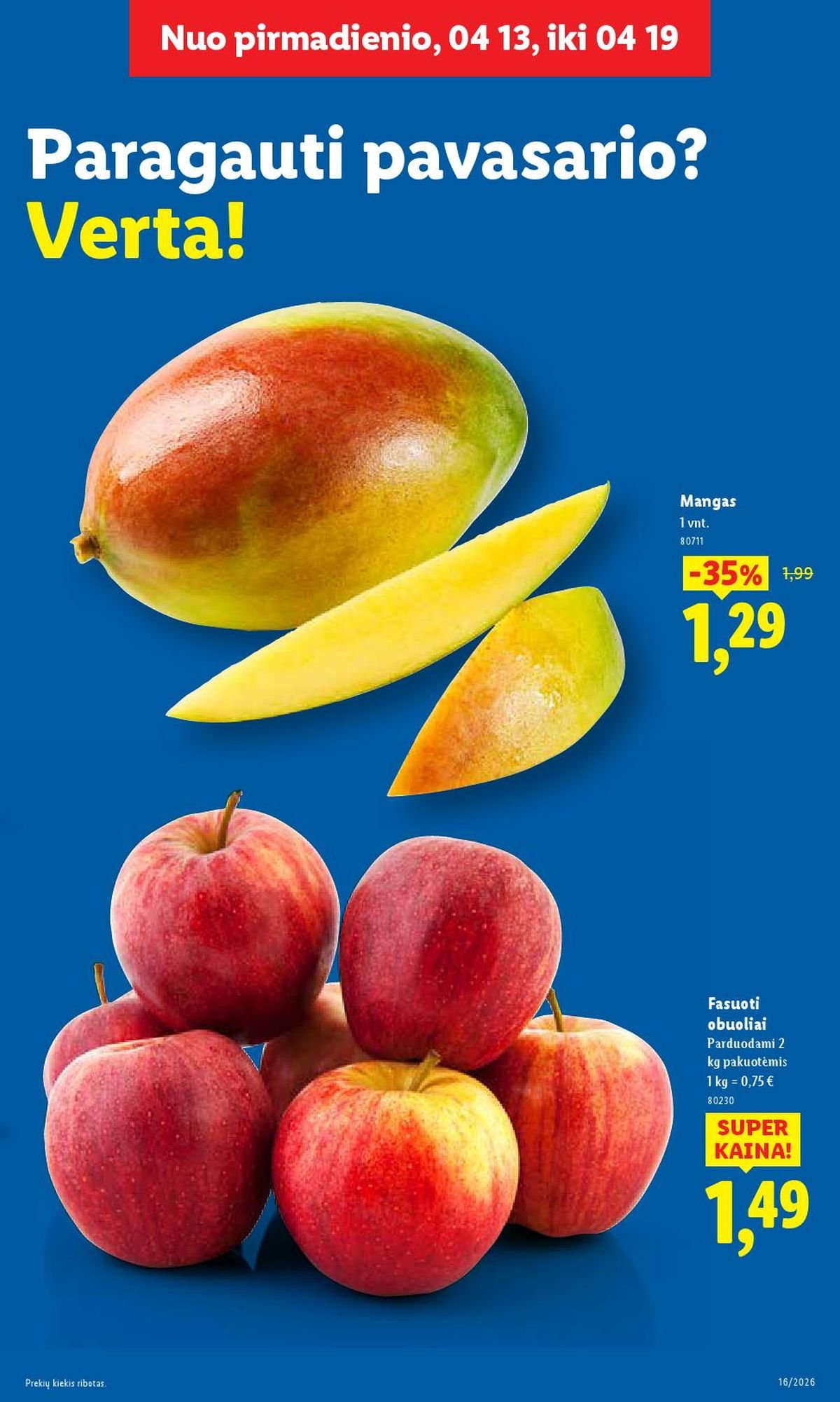 LIDL - Maisto prekių pasiūlymai (2026 04 13 - 2026 04 19)