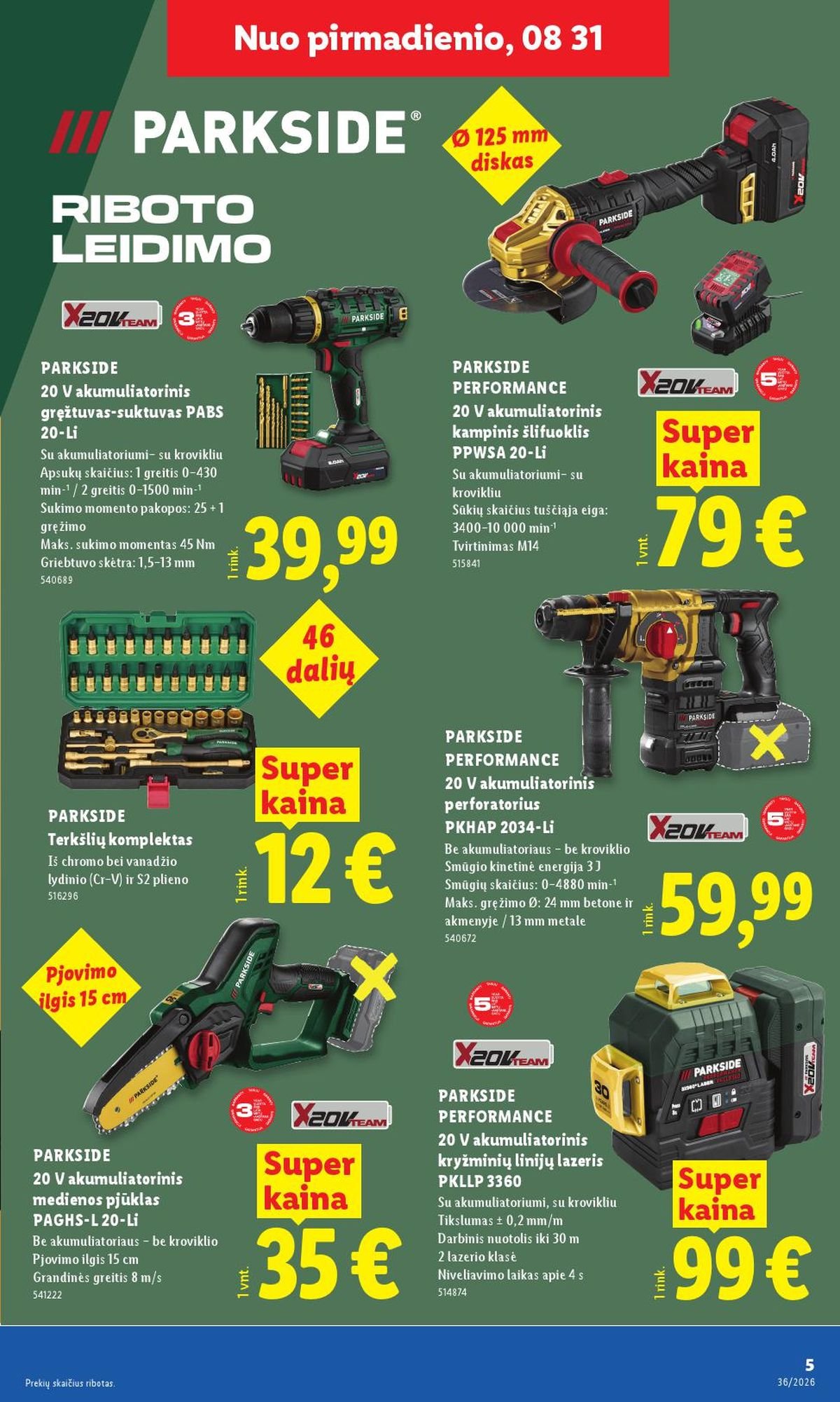 LIDL - Ne maisto prekių pasiūlymai (2026 08 31 - 2026 09 06)