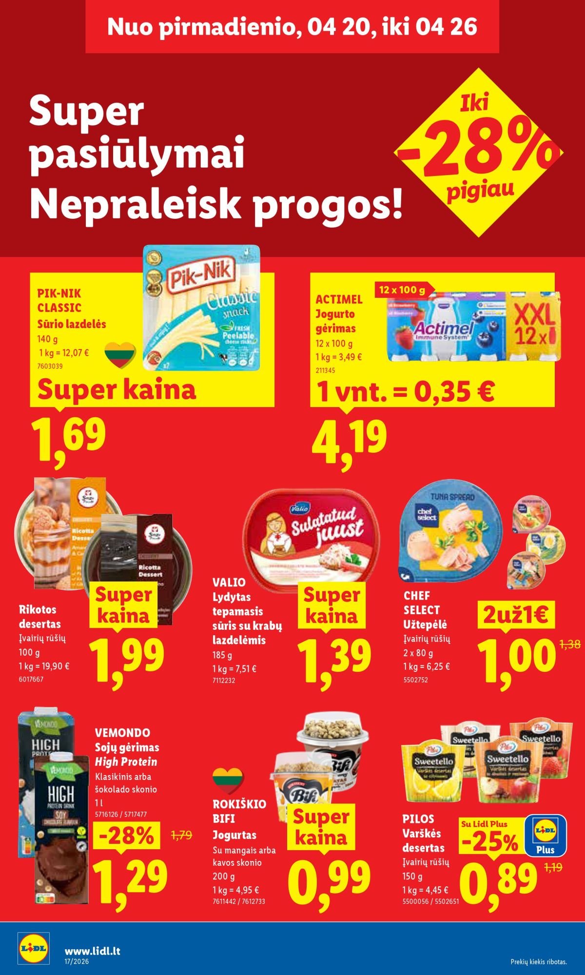 LIDL - Maisto prekių pasiūlymai (2026 04 20 - 2026 04 26)