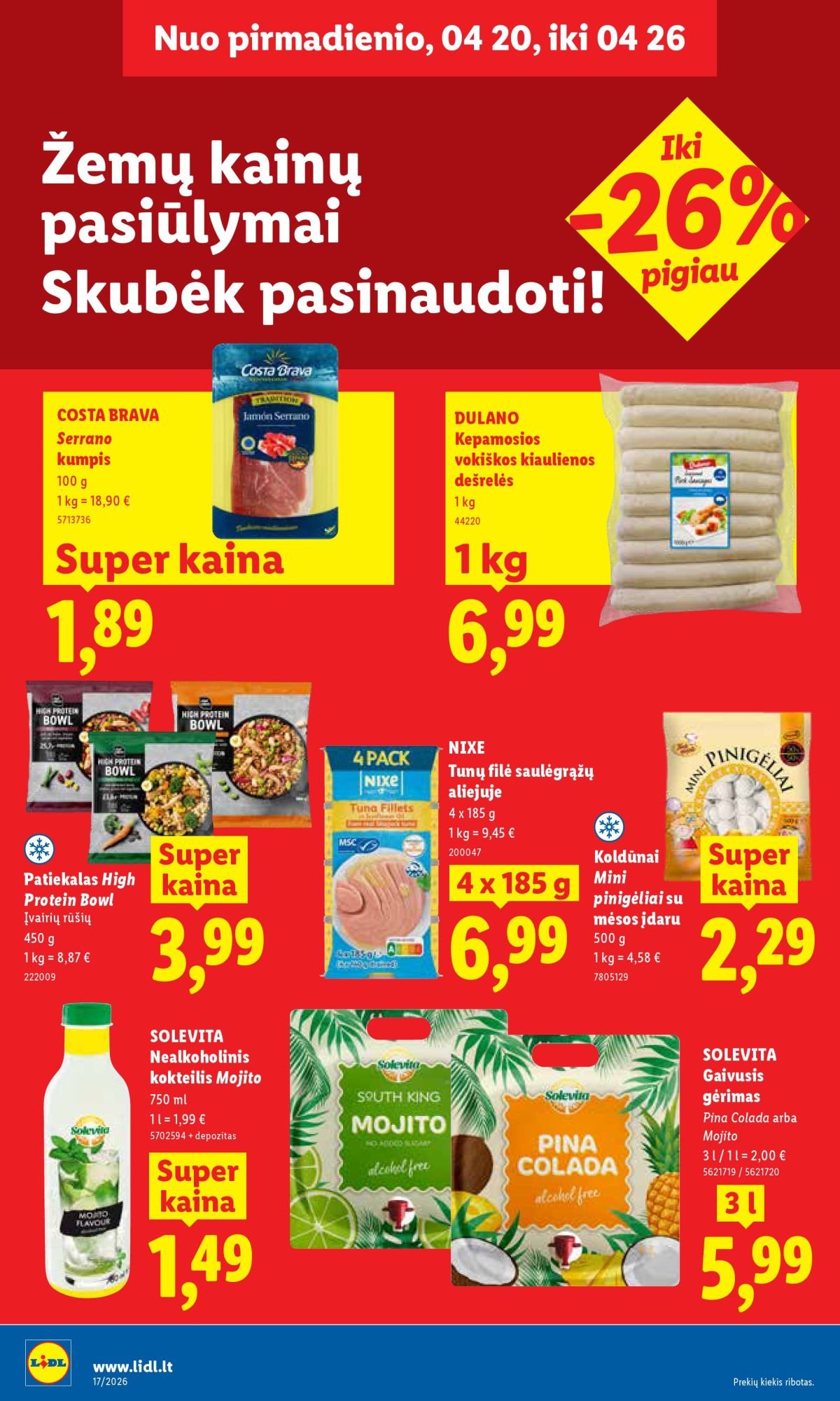 LIDL - Maisto prekių pasiūlymai (2026 04 20 - 2026 04 26)