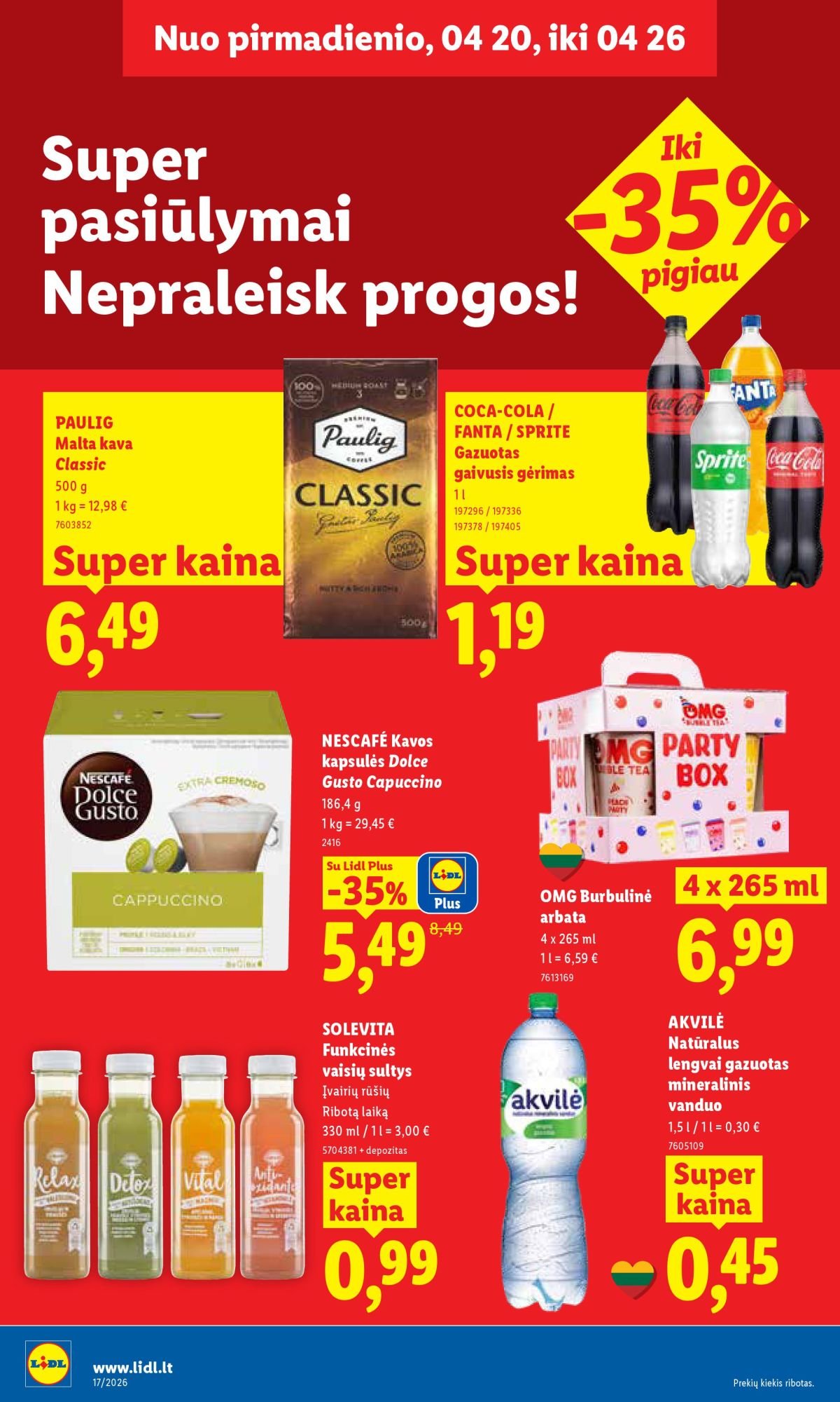 LIDL - Maisto prekių pasiūlymai (2026 04 20 - 2026 04 26)