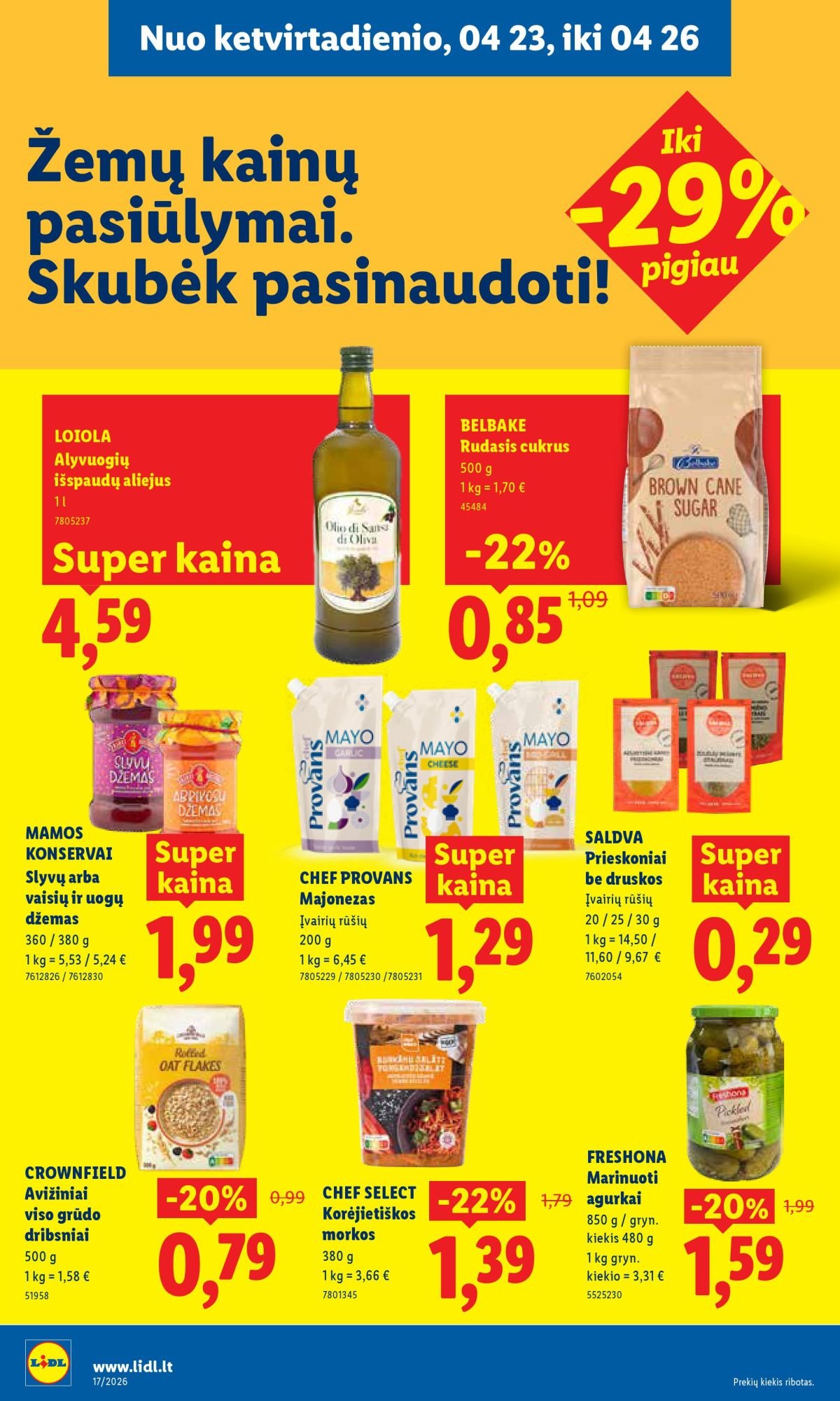 LIDL - Maisto prekių pasiūlymai (2026 04 20 - 2026 04 26)