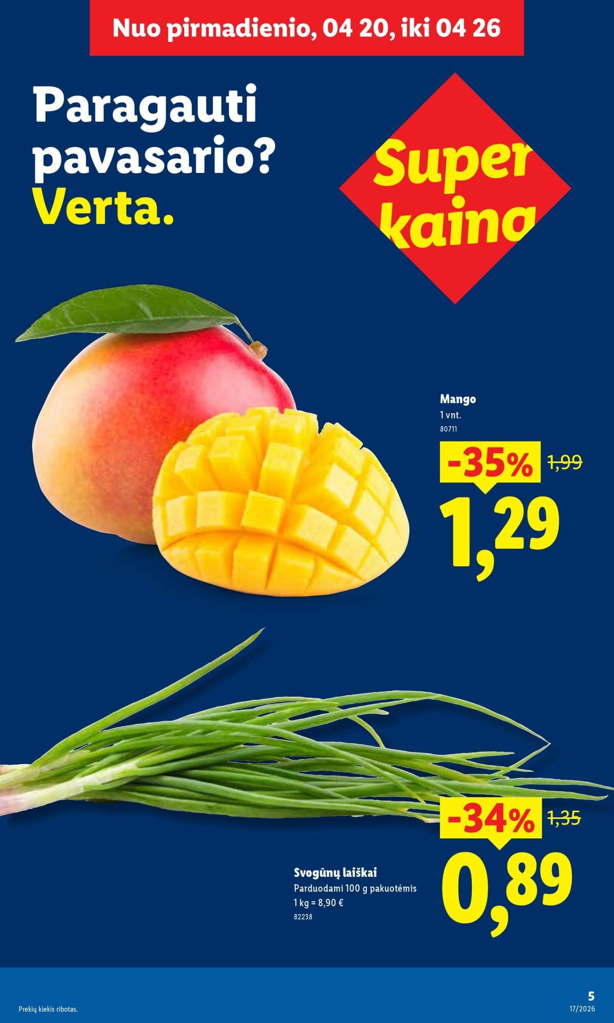 LIDL - Maisto prekių pasiūlymai (2026 04 20 - 2026 04 26)
