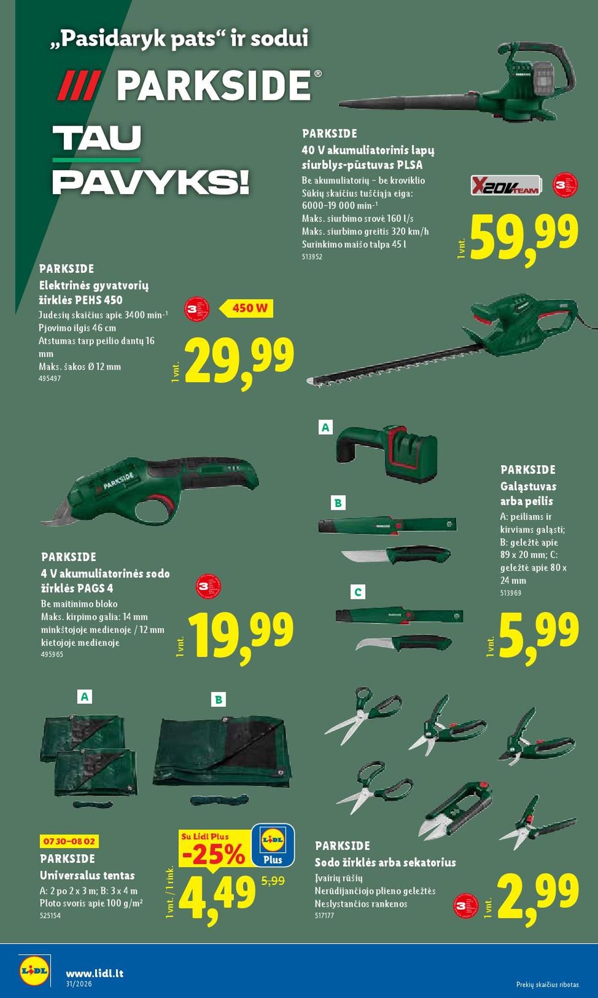 LIDL - Ne maisto prekių pasiūlymai (2026 07 27 - 2026 08 02)
