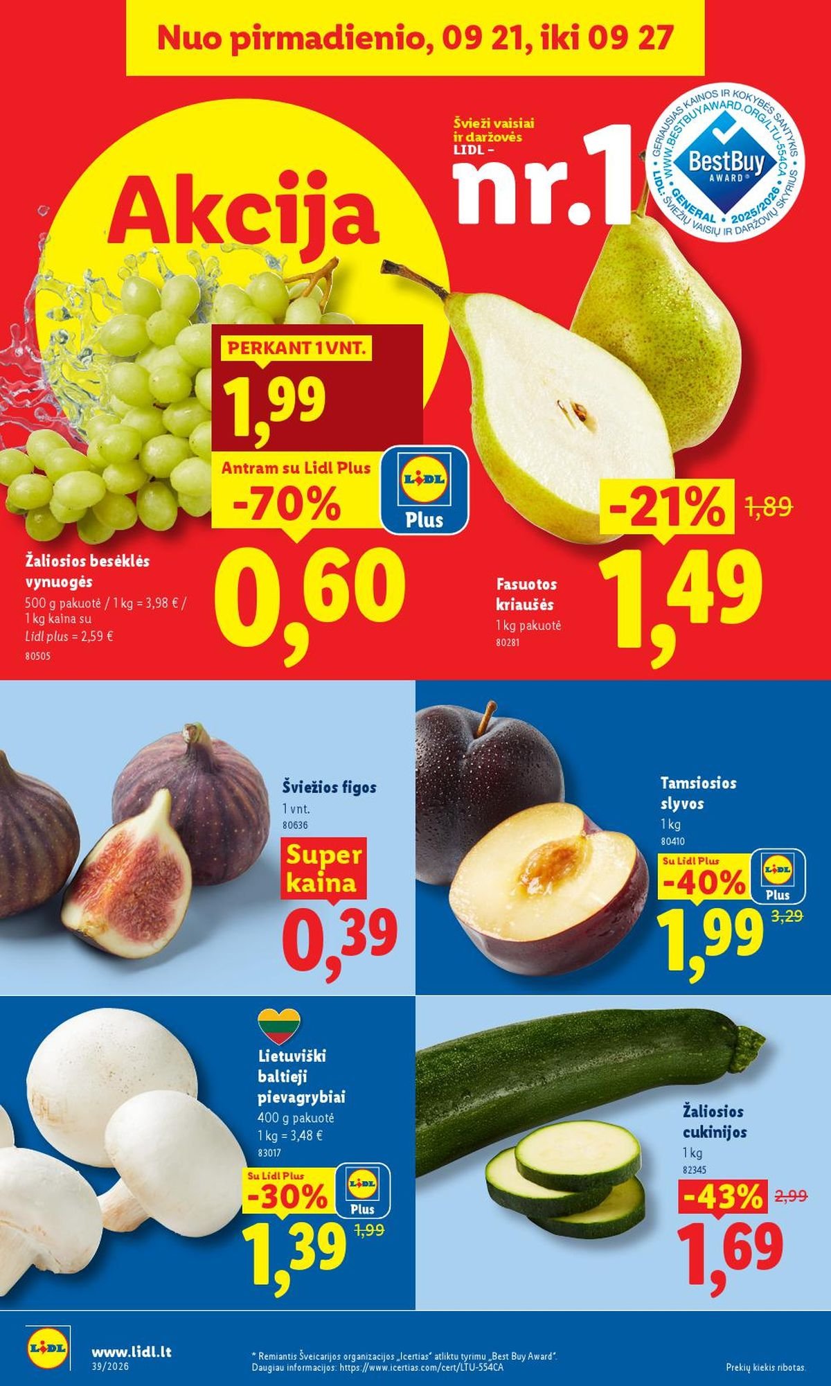 LIDL - Maisto prekių pasiūlymai (2026 09 21 - 2026 09 27)