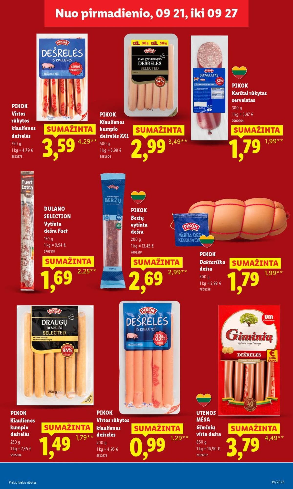 LIDL - Maisto prekių pasiūlymai (2026 09 21 - 2026 09 27)