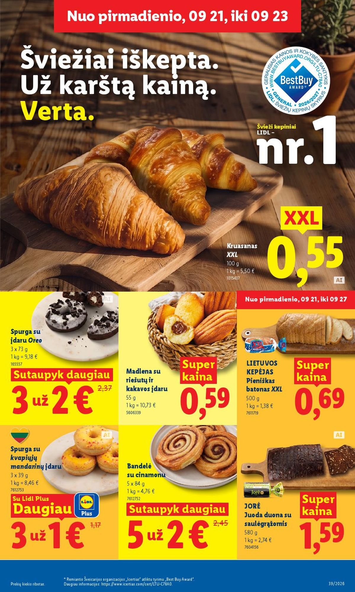 LIDL - Maisto prekių pasiūlymai (2026 09 21 - 2026 09 27)