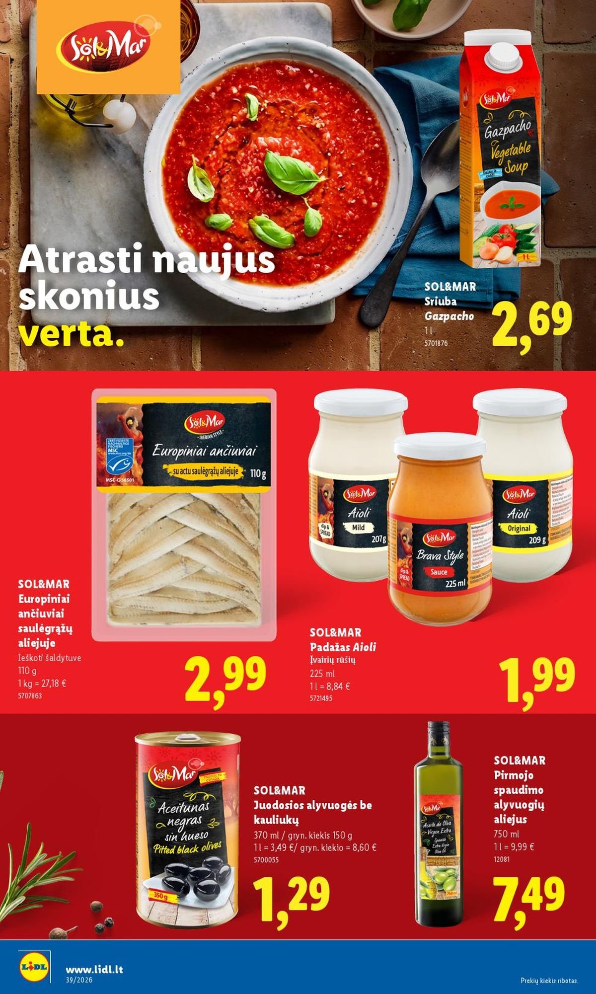 LIDL - Maisto prekių pasiūlymai (2026 09 21 - 2026 09 27)
