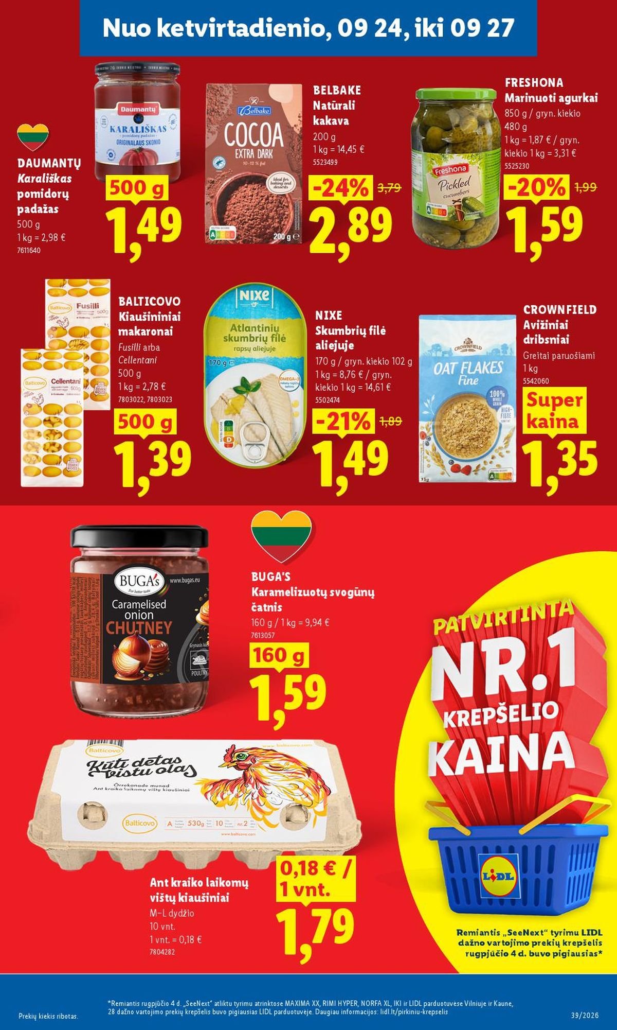 LIDL - Maisto prekių pasiūlymai (2026 09 21 - 2026 09 27)