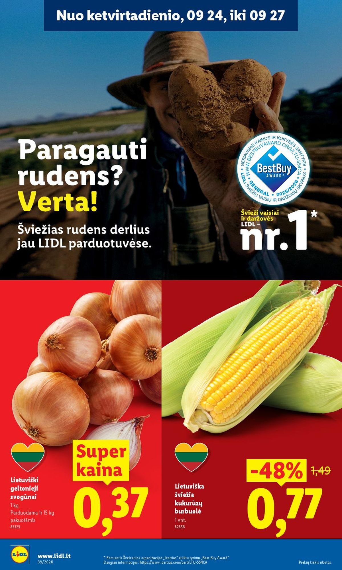 LIDL - Maisto prekių pasiūlymai (2026 09 21 - 2026 09 27)
