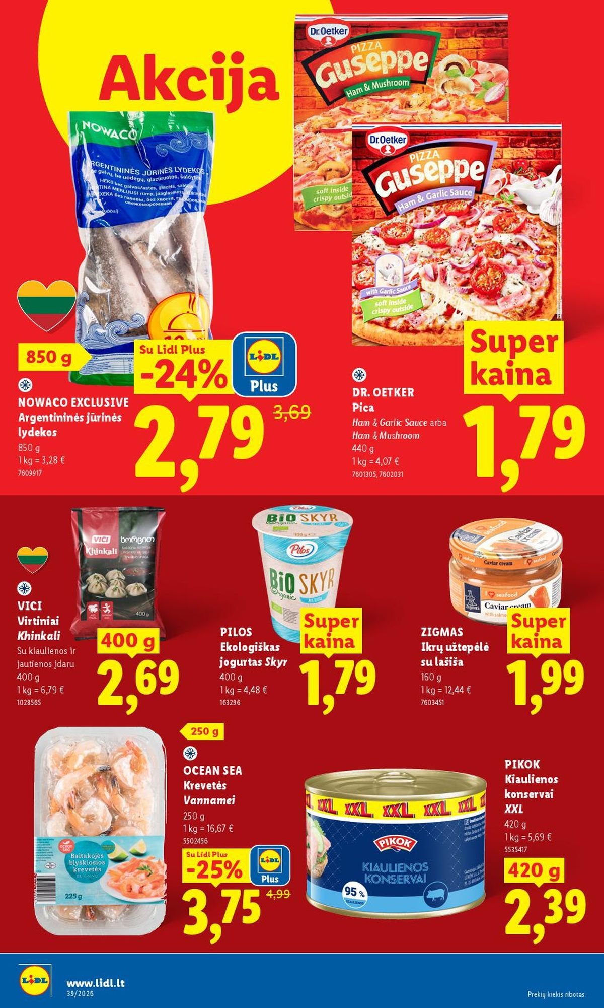 LIDL - Maisto prekių pasiūlymai (2026 09 21 - 2026 09 27)