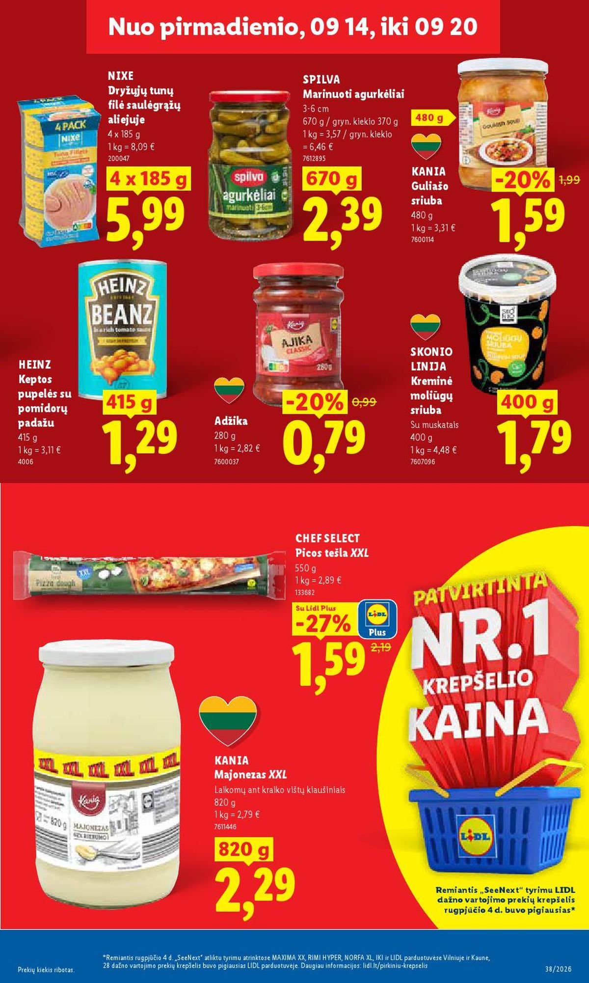 LIDL - Maisto prekių pasiūlymai (2026 09 14 - 2026 09 20)