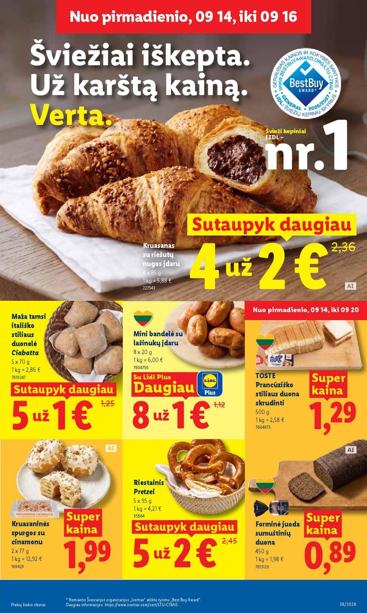 LIDL - Maisto prekių pasiūlymai (2026 09 14 - 2026 09 20)