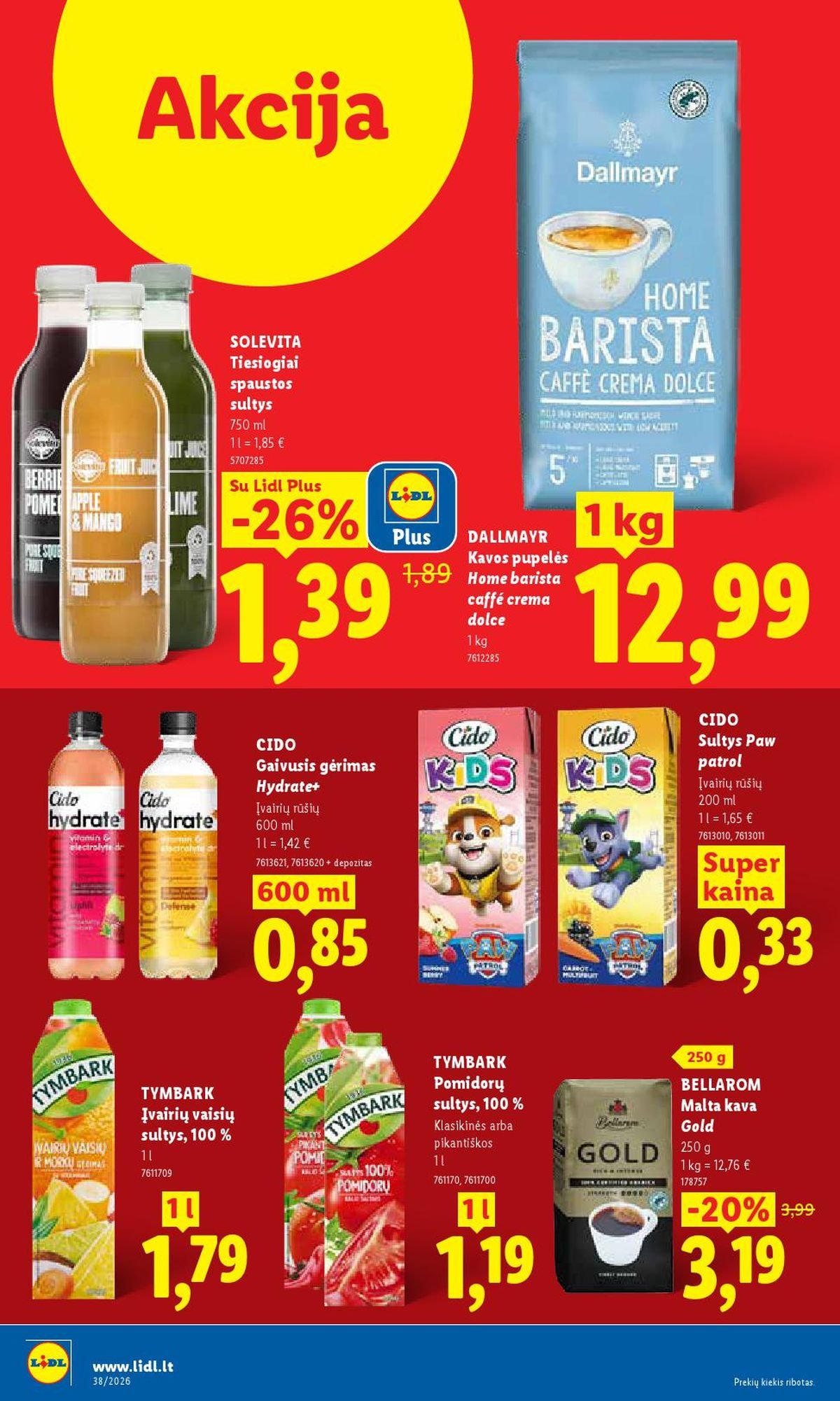 LIDL - Maisto prekių pasiūlymai (2026 09 14 - 2026 09 20)