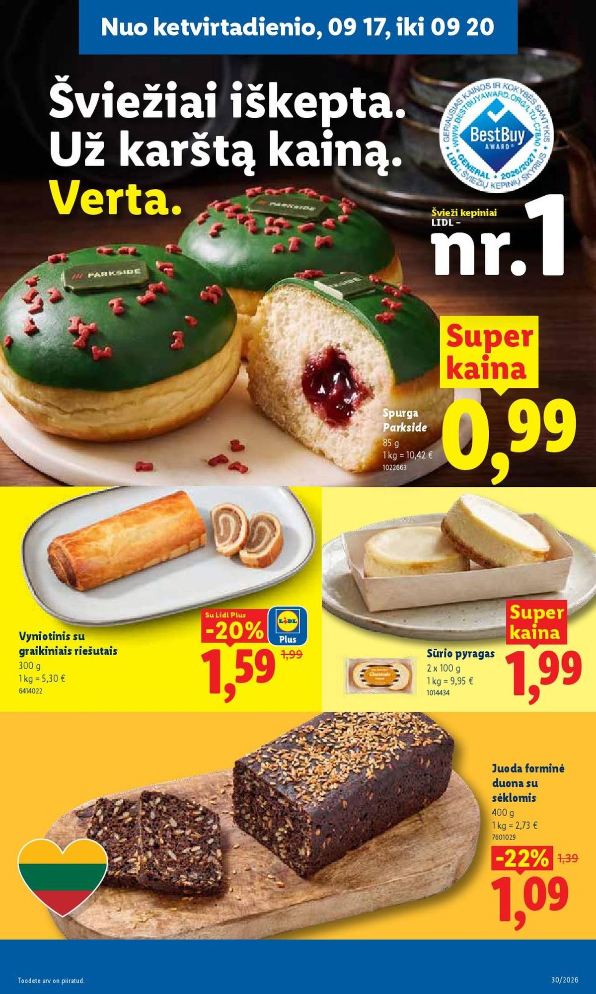 LIDL - Maisto prekių pasiūlymai (2026 09 14 - 2026 09 20)